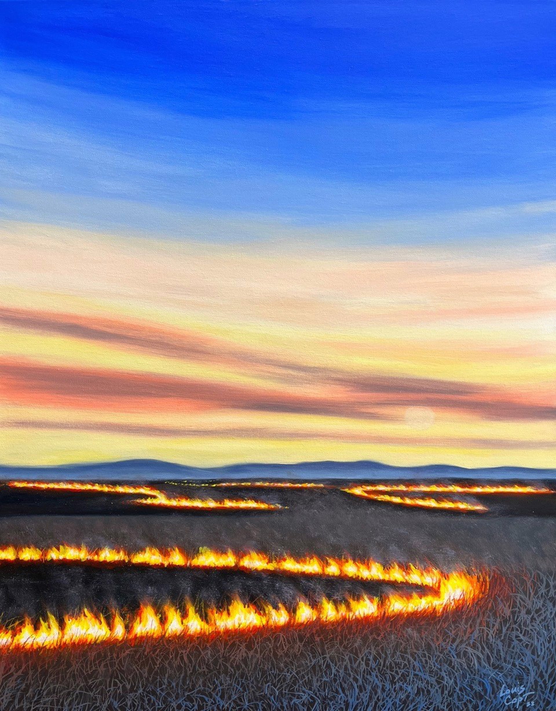 Rising Moon Over the Flames by Louis Copt