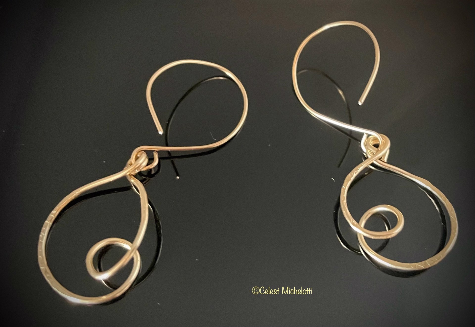 Soft Spirals Earrings, 1 in., Side Loop by Celest Michelotti