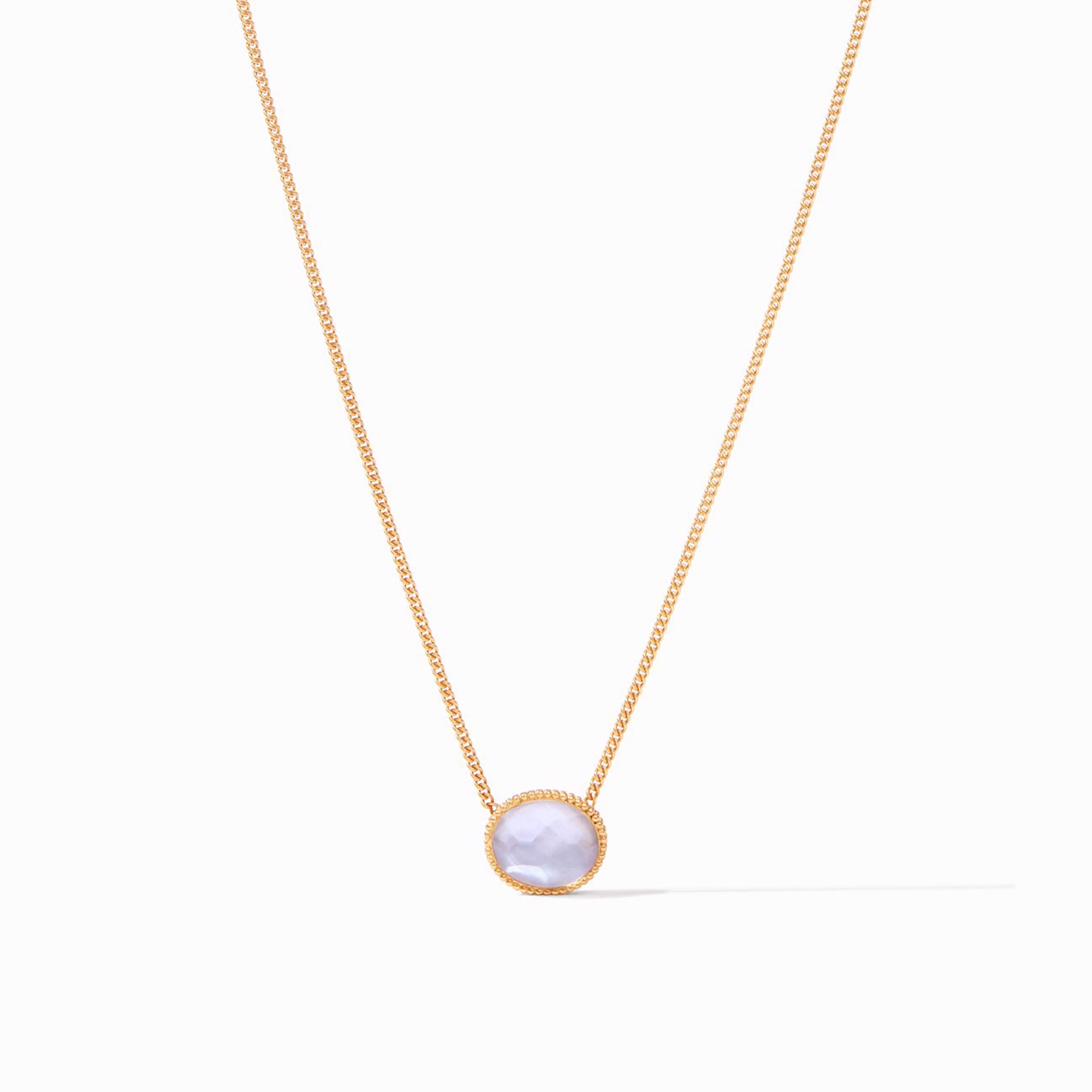 Verona Solitaire Necklace - Iridescent Chalcedony Blue by Julie Vos