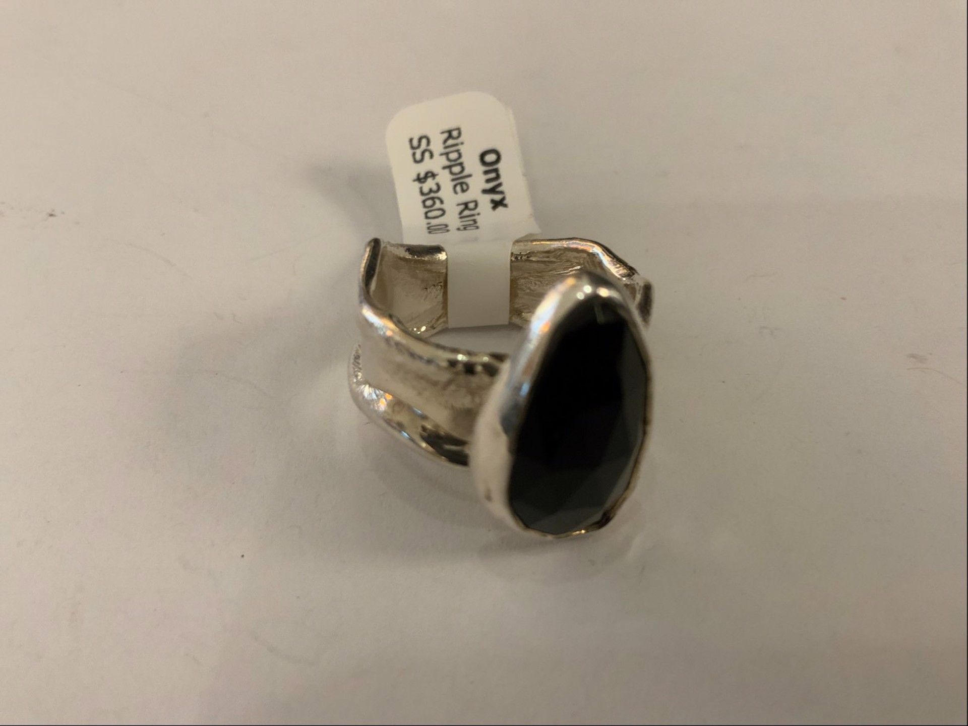 Onyx Sterling Silver Ripple Ring by Kristen Baird
