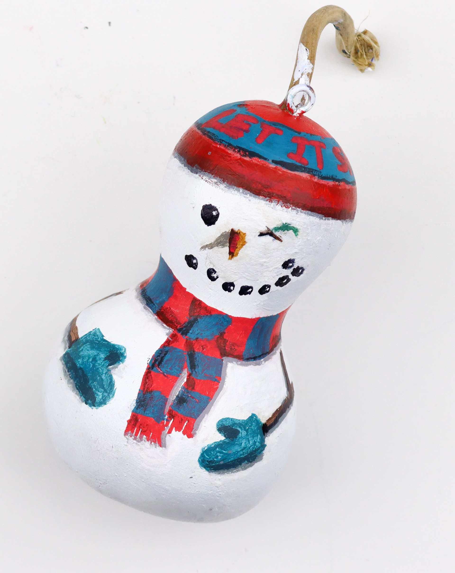 Winking Snowman (gourd ornament) by Mike Knox