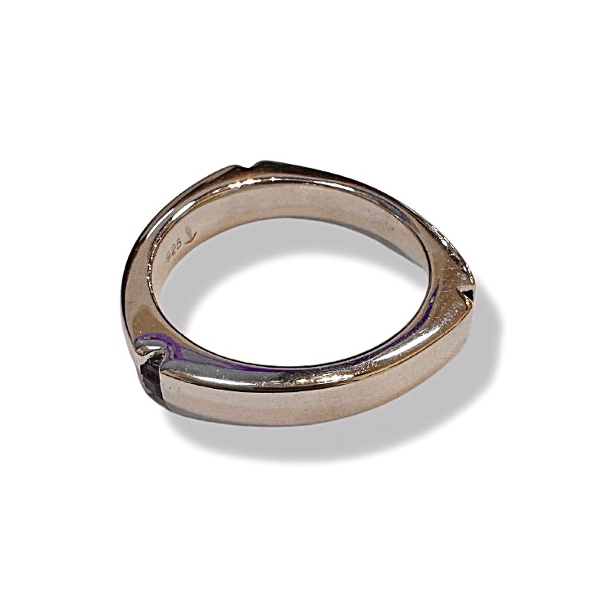 Ring - Sterling Silver 3 Sided Ring with Garnet, Amethyst, & Iolite by Joryel Vera