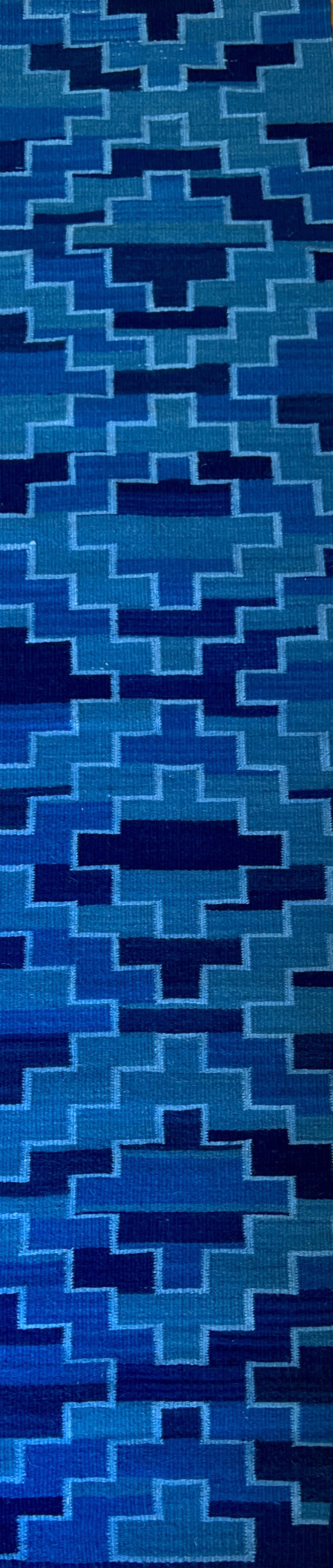 "Mitla" Blue Rug by Porfirio Gutiérrez