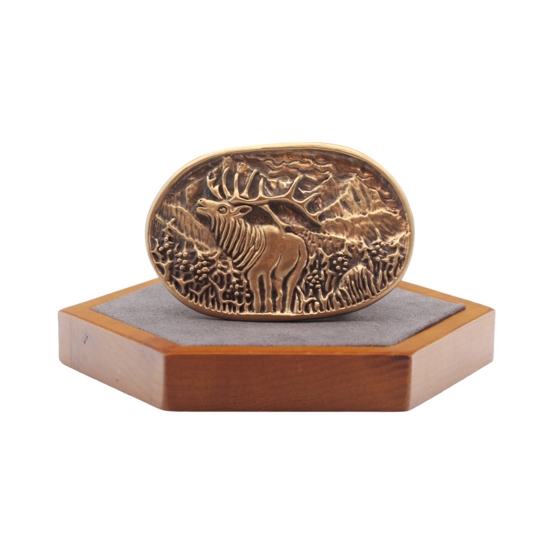 Bronze Elk Belt Buckle by Louisa Berky Cassens Fine Art