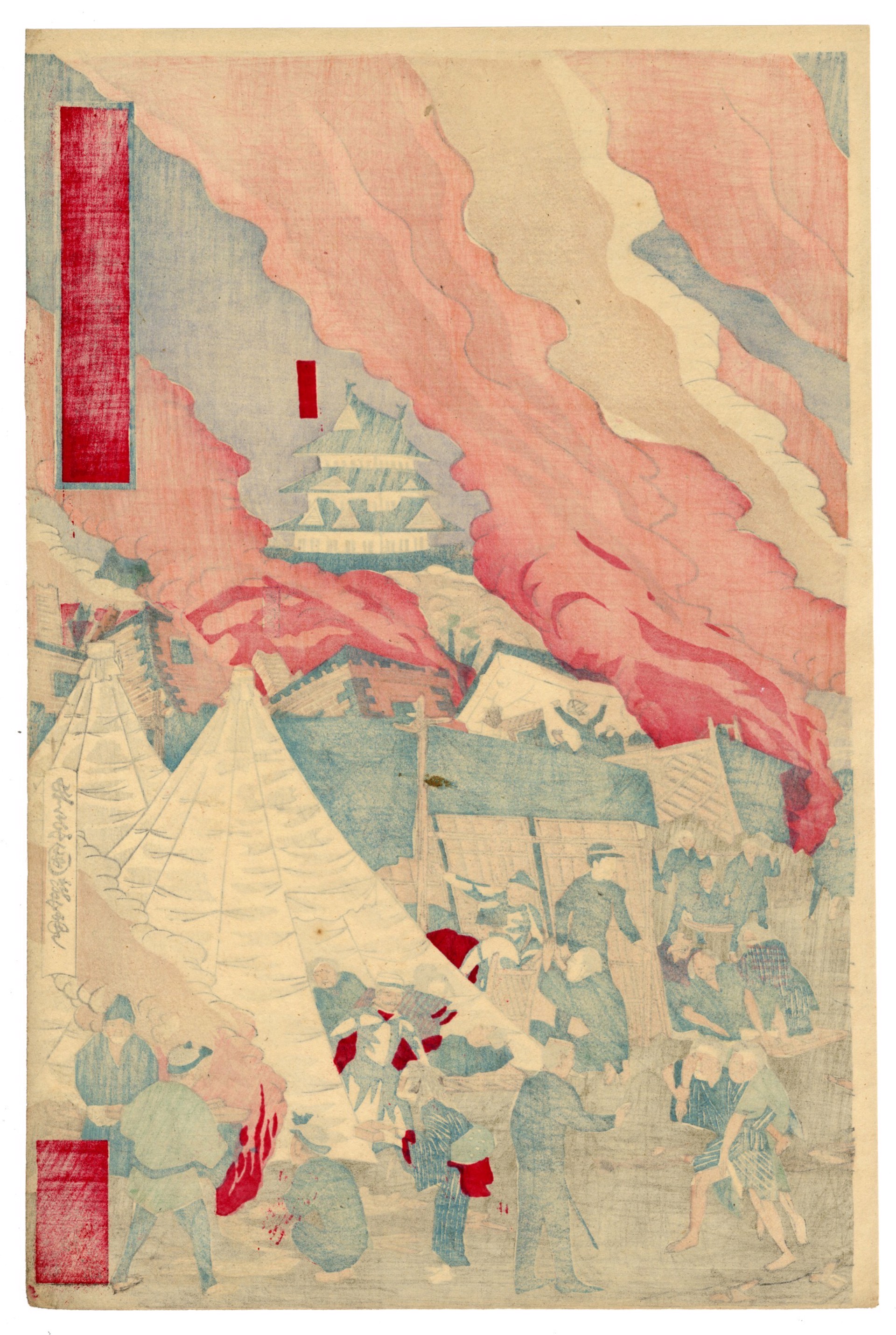 The Great Mino-Owari Earthquake, 10/28/1891 by Kuniteru III