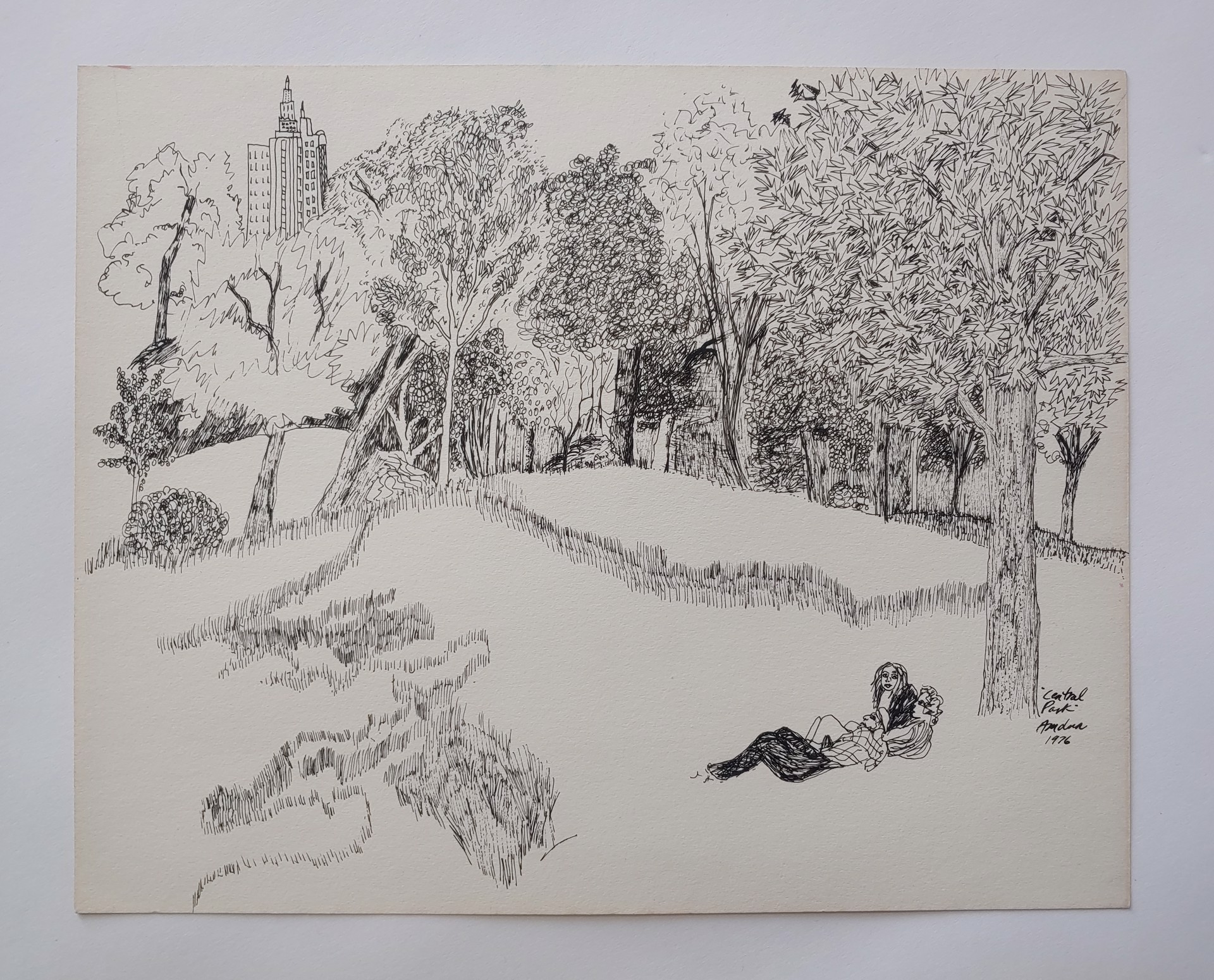 Central Park - Drawing by David Amdur