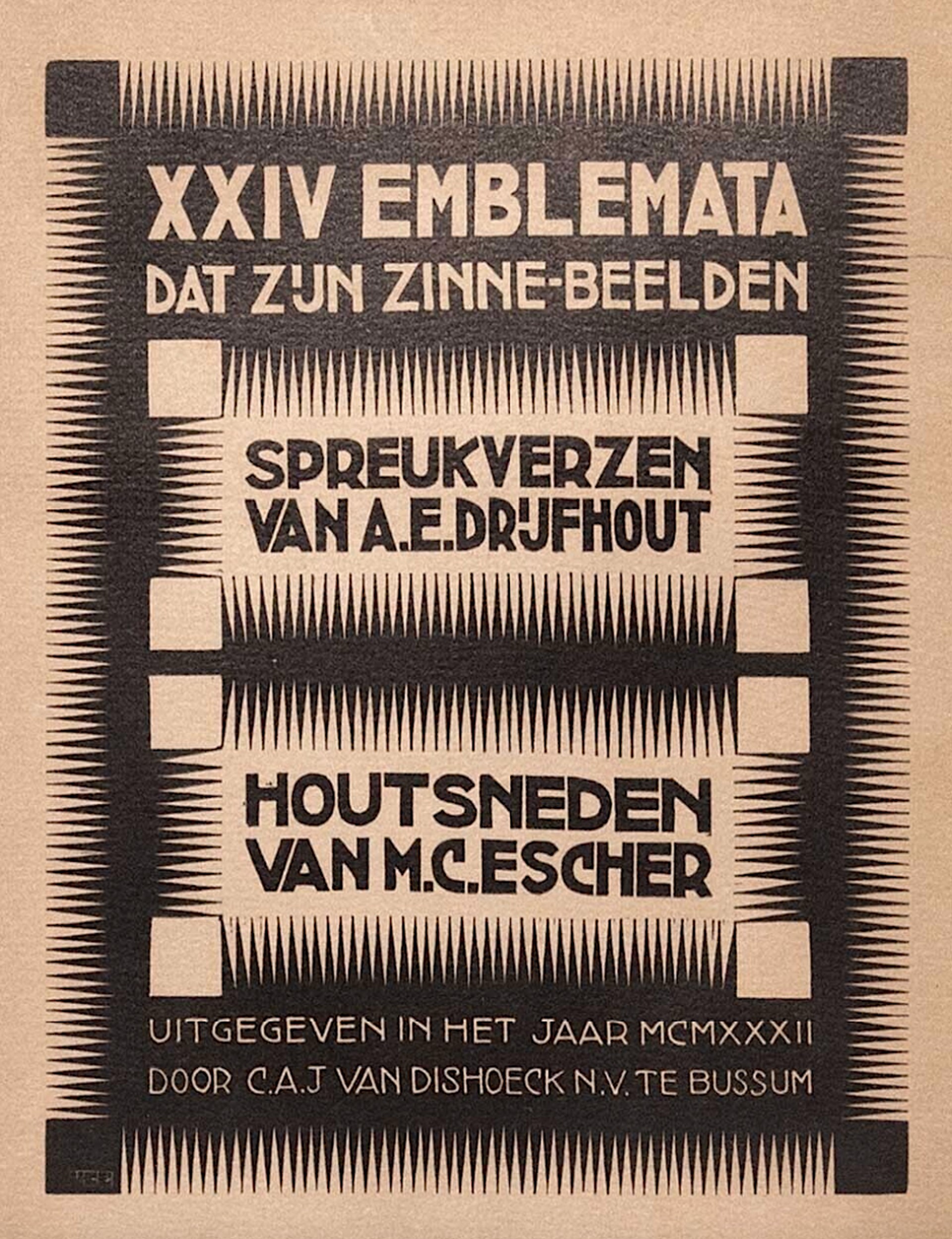 Emblemata; First Title Page by M.C. Escher