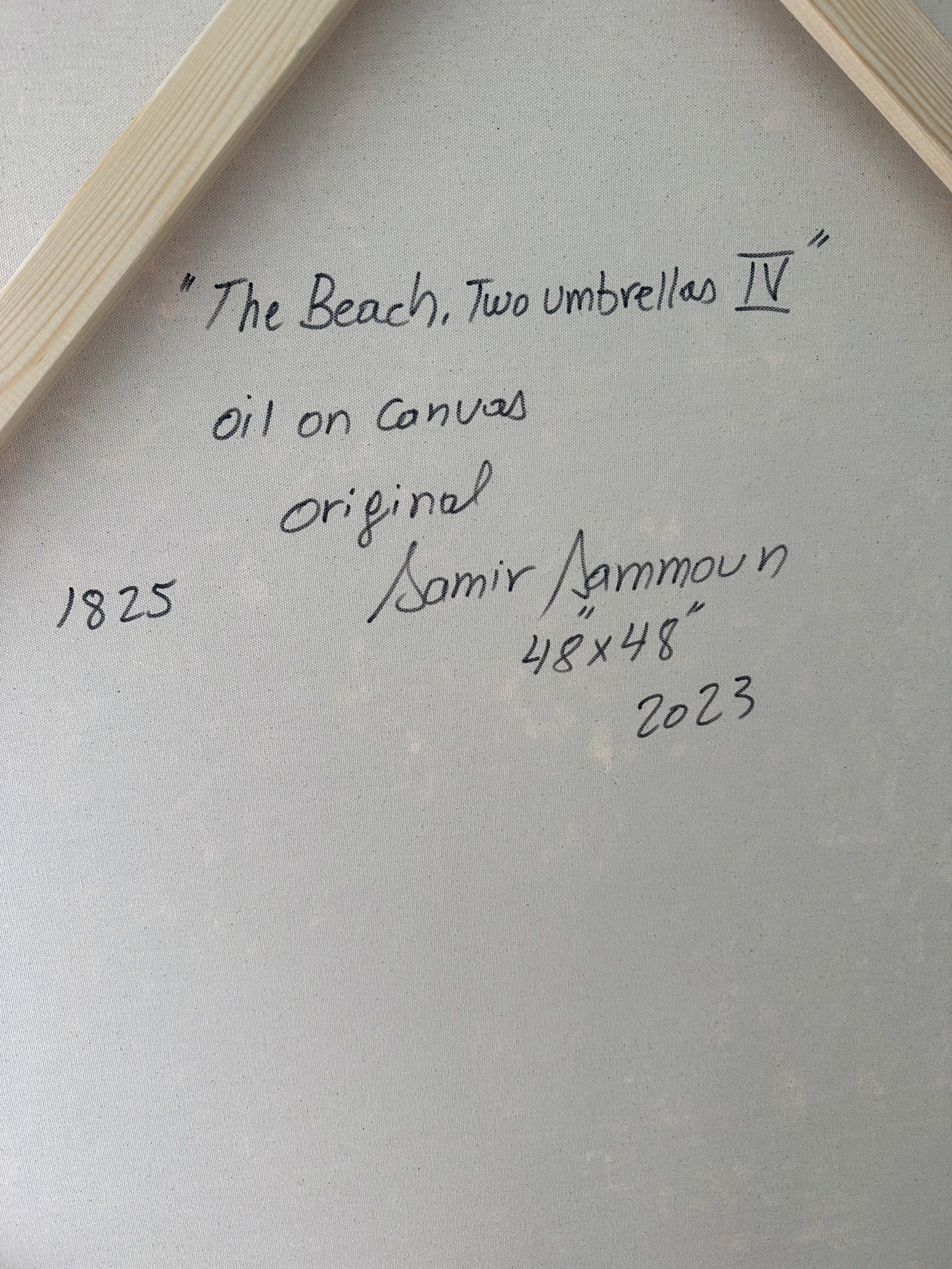 The beach, Two Umbrellas IV, 48x48 by Samir Sammoun