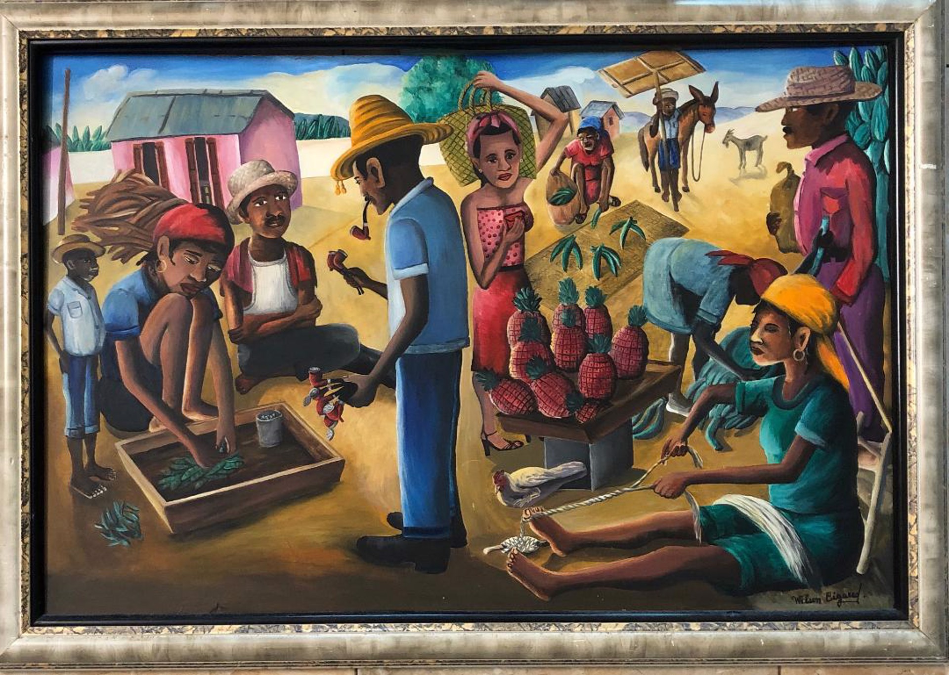 Market Scene by Wilson Bigaud (Haitian, 1931-2010)