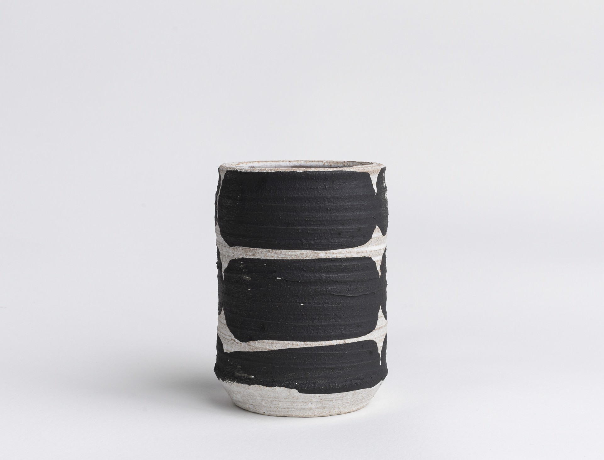 B&W Striped Tumbler Vase VI by Glory Day Loflin Ceramics