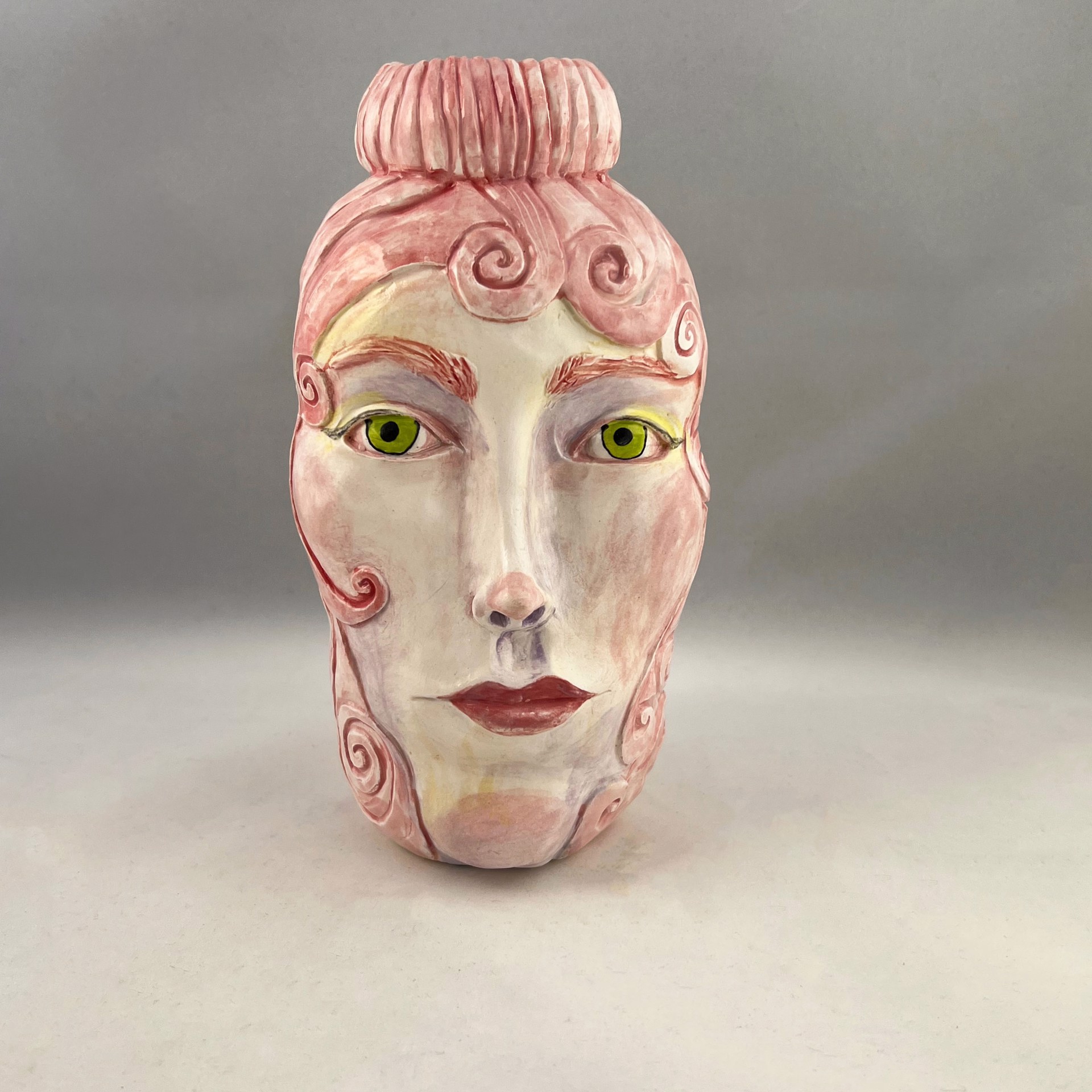 Green Eyed Face Vase by Niki Croom
