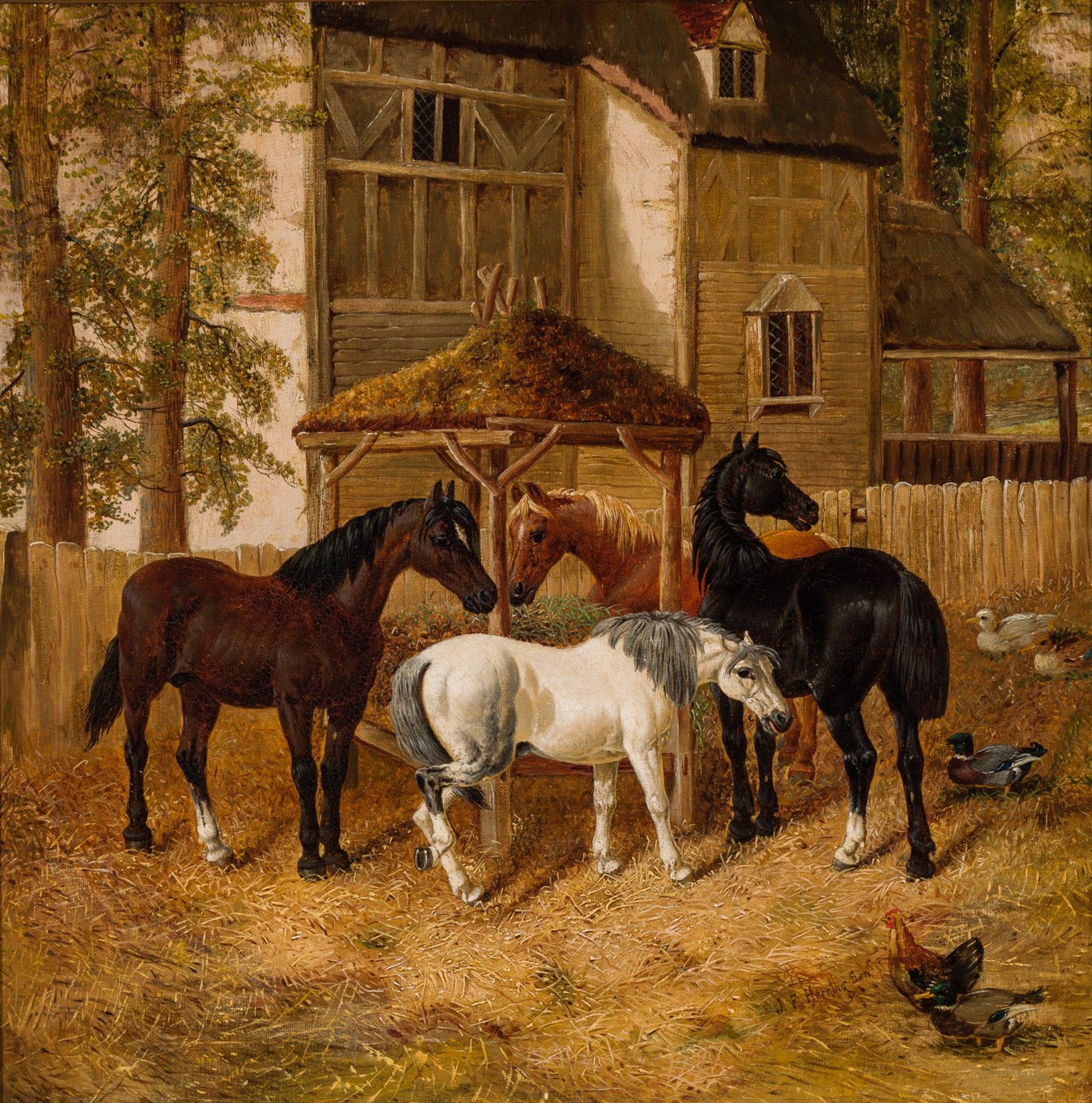 HORSES IN A LANDSCAPE by John Frederick Herring Sr.