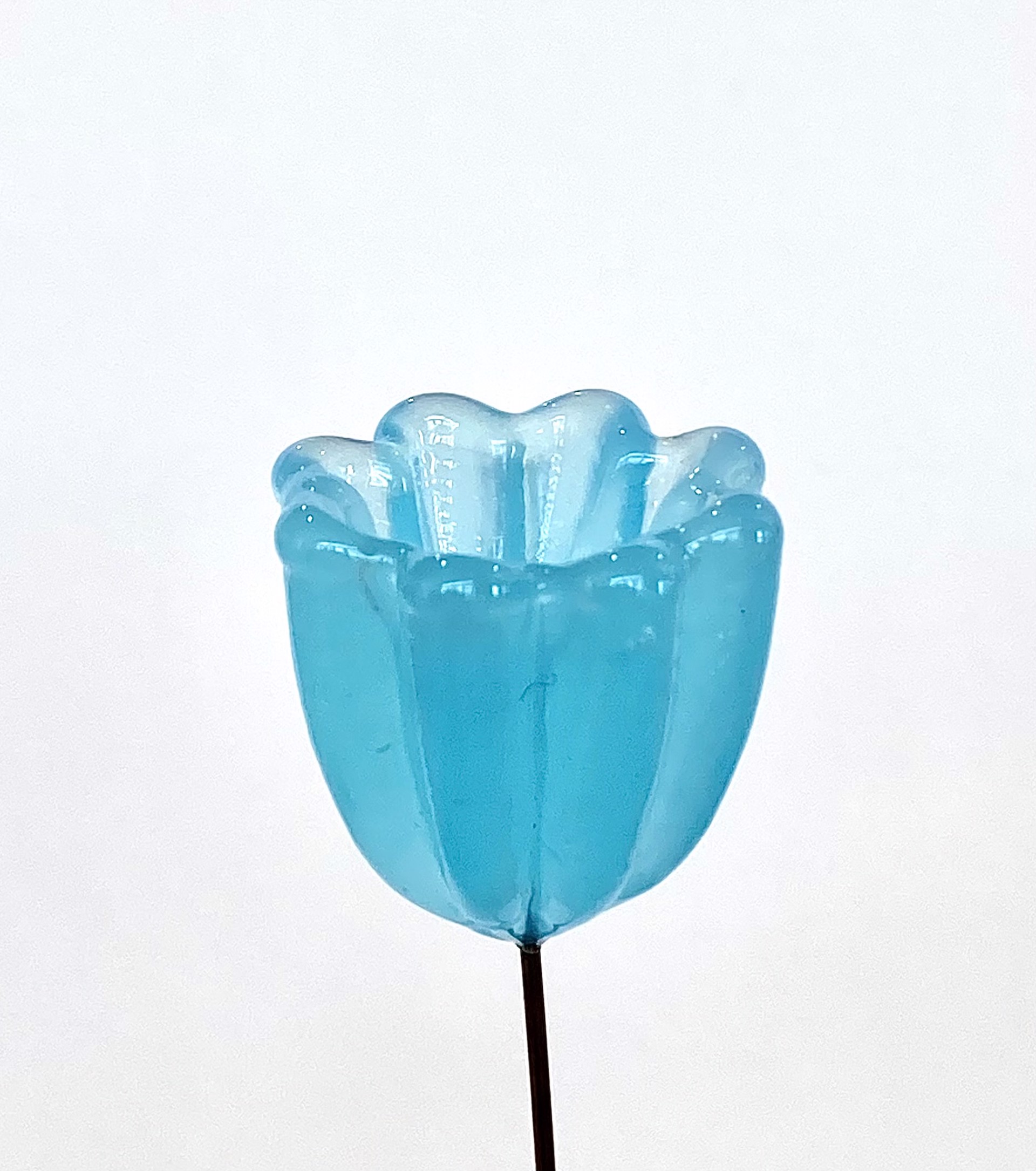 Glass Translucent Blue Bud Flower by Emelie Hebert