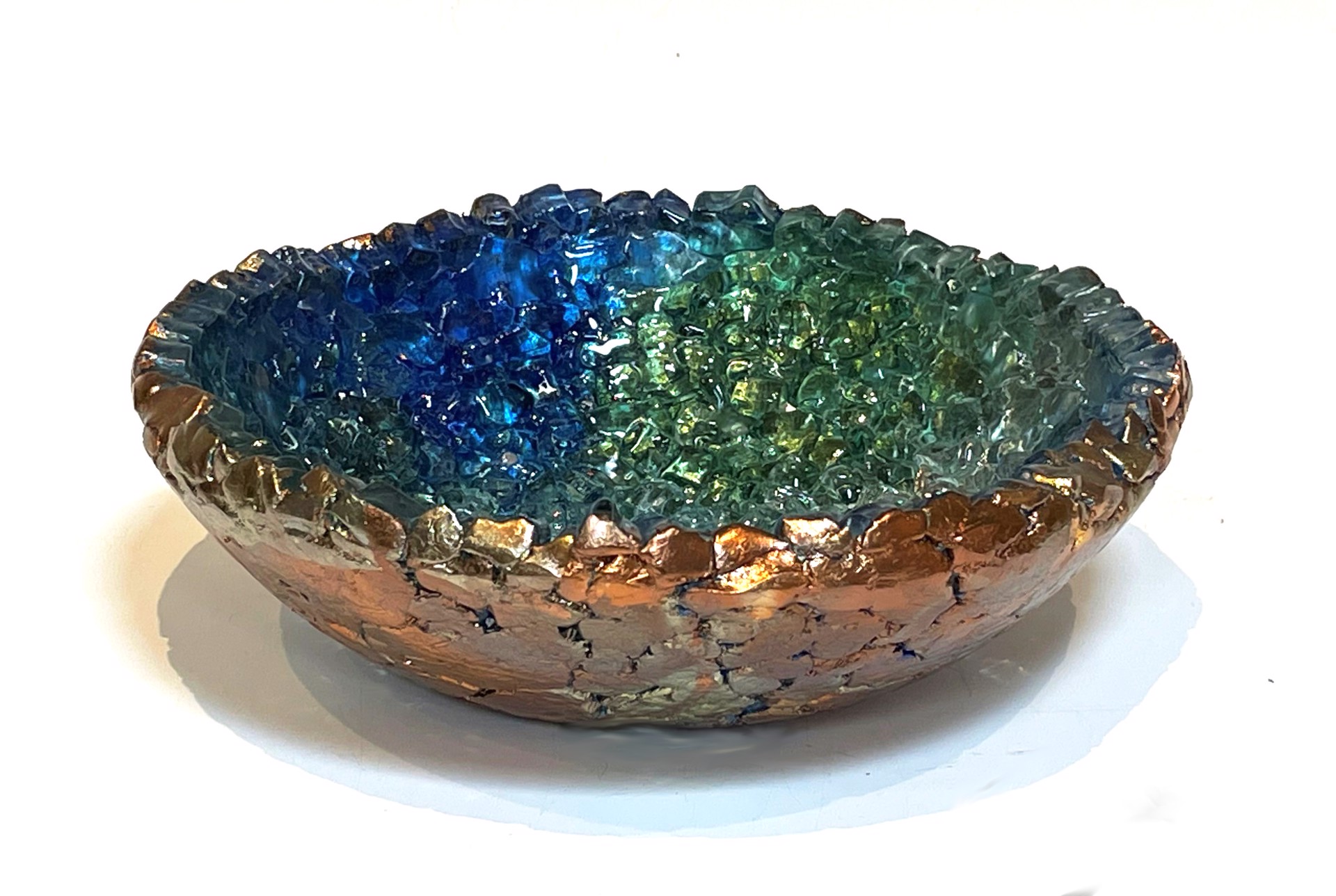 9" Glass Bowl, Blue & Green by Mira Woodworth