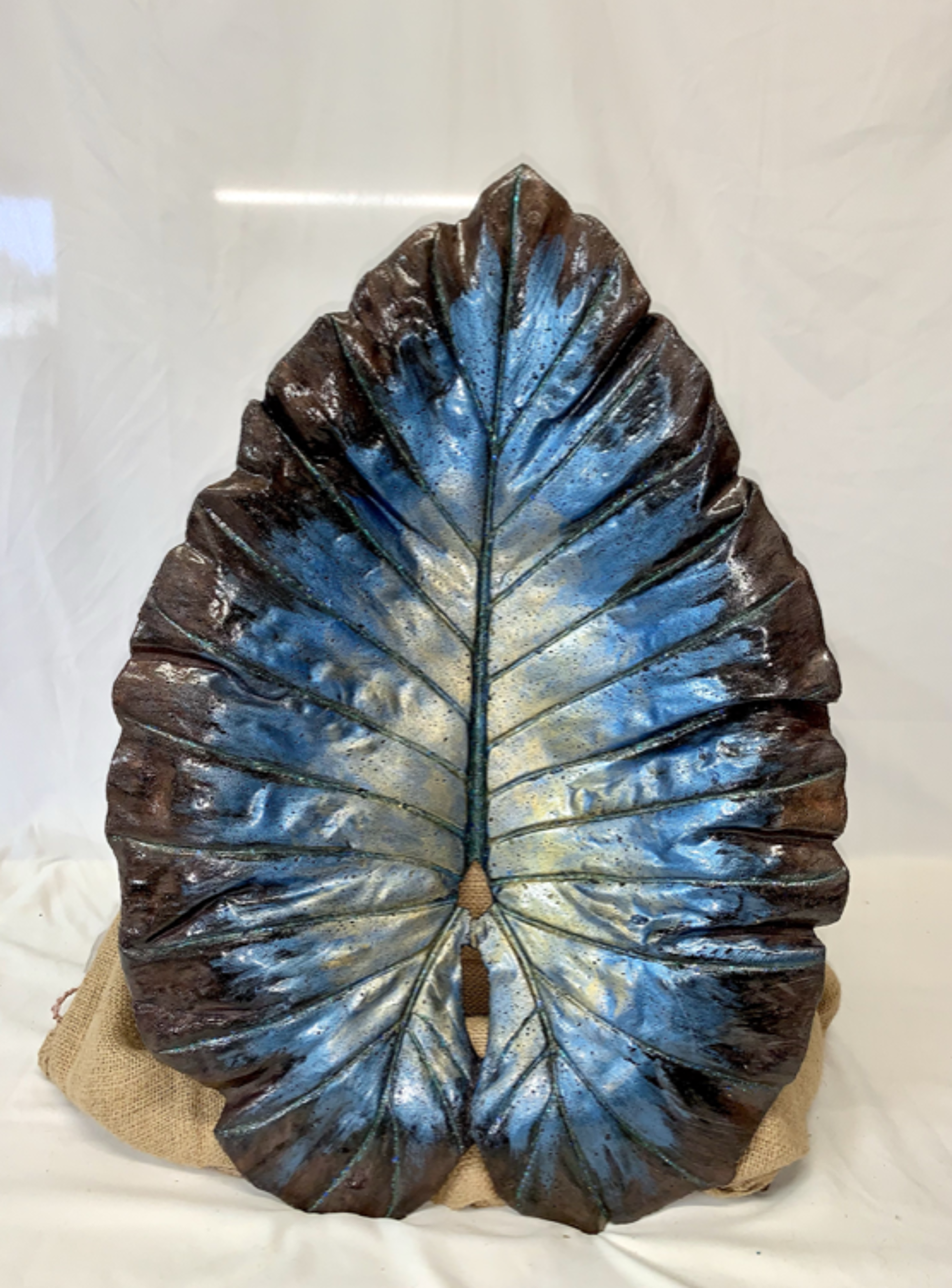 #5 Eggplant, Metallic Blue Leaf + Driftwood Stand by Pam O'Neall