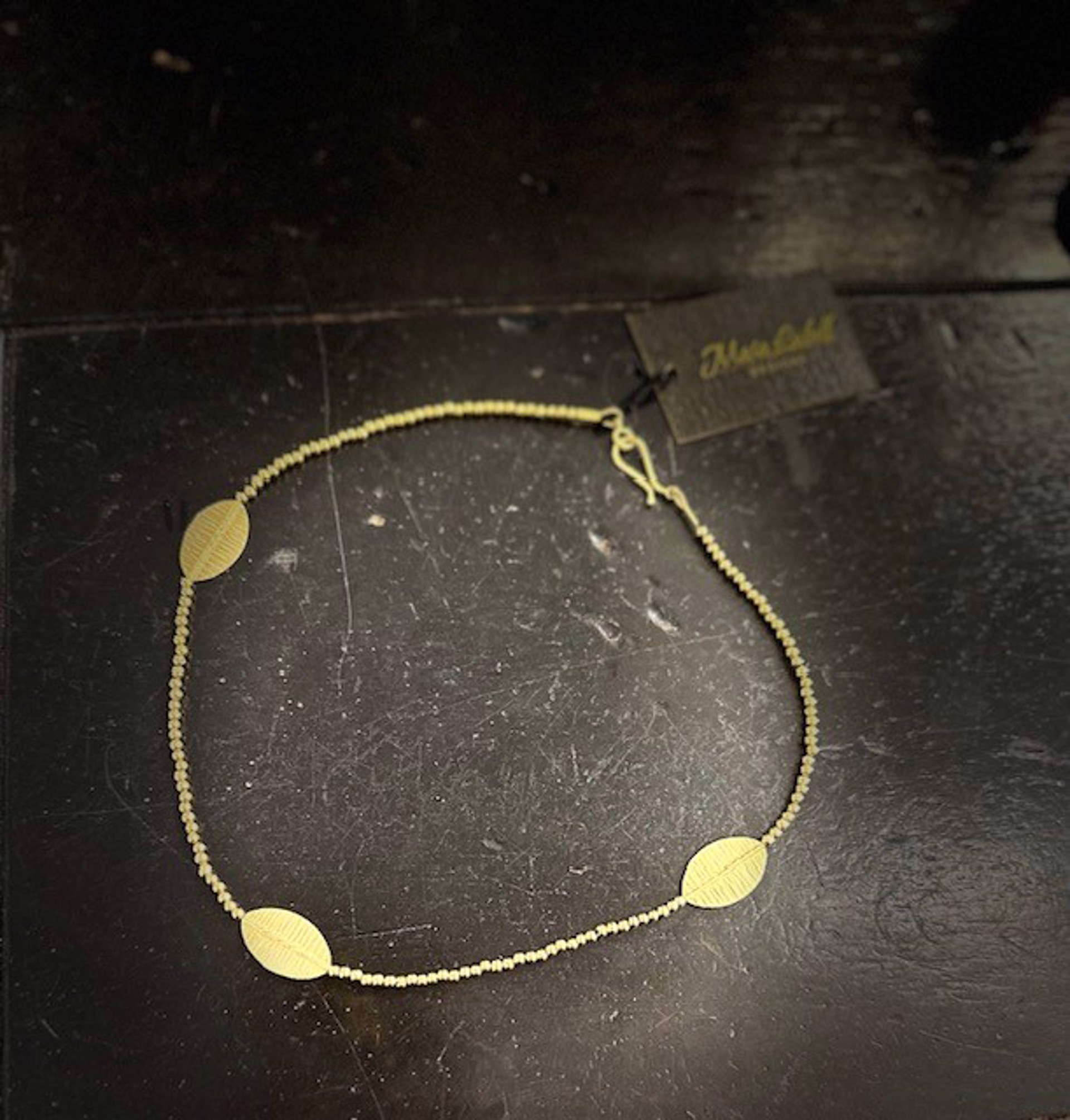 18k Gold Leaf Necklace size 15.5' by Mara Labell