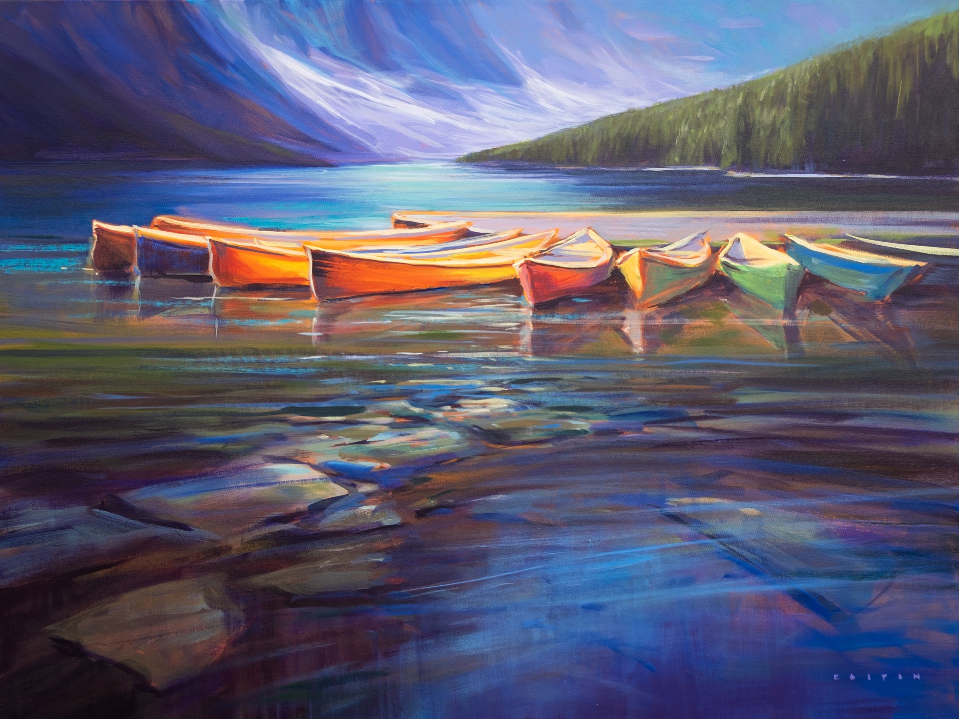 Moraine Lake Canoes by Charlie Easton