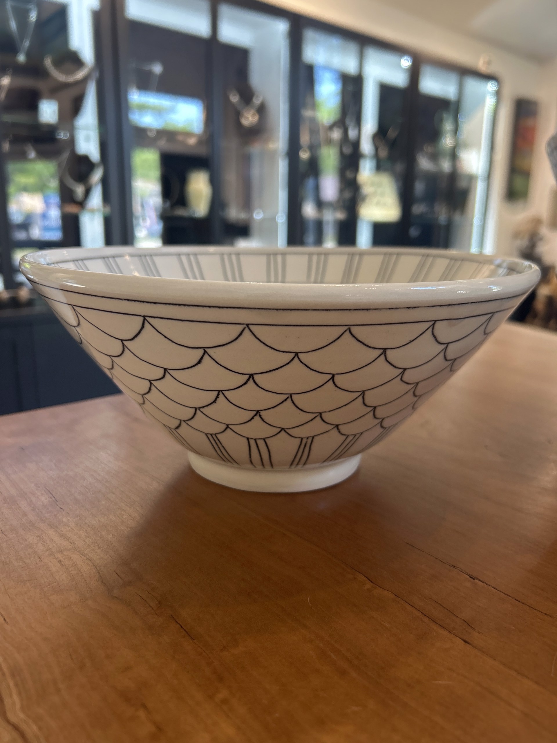 Large Bowl Black Lines by Mary Doezema | Synchronicity Art Gallery