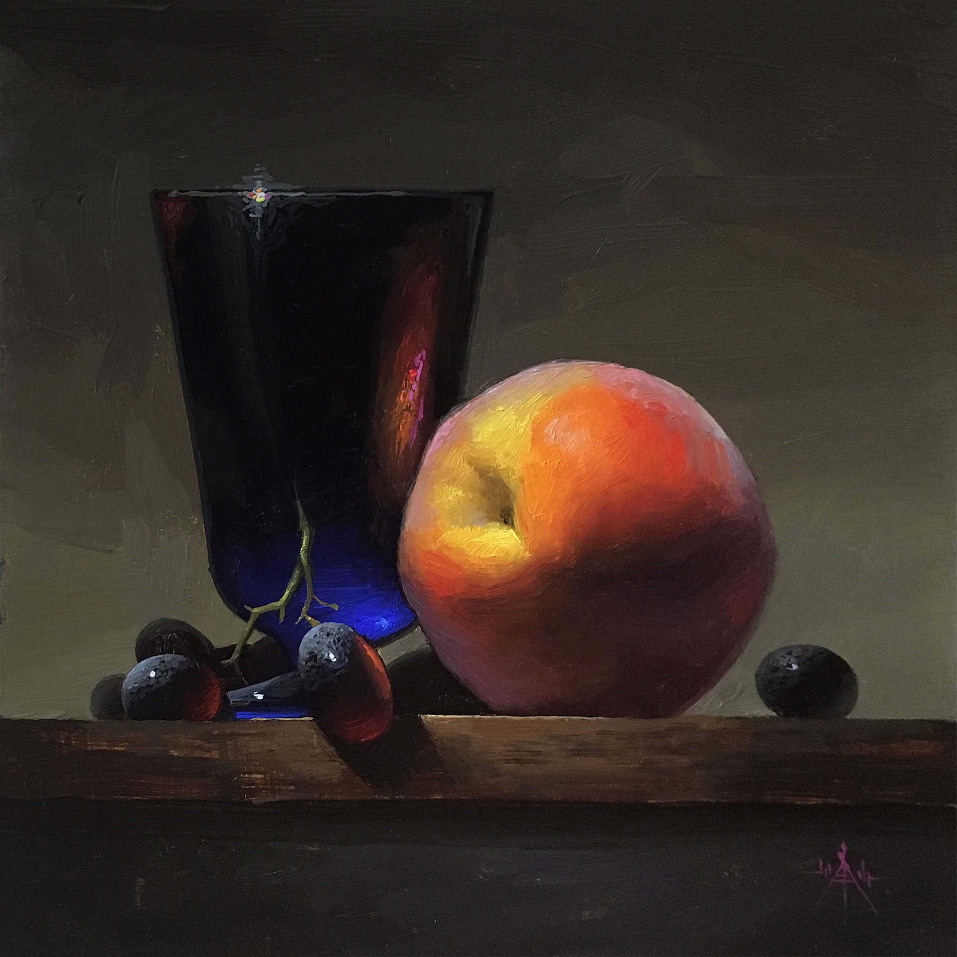 Peach and Blue Glass by Blair Atherholt