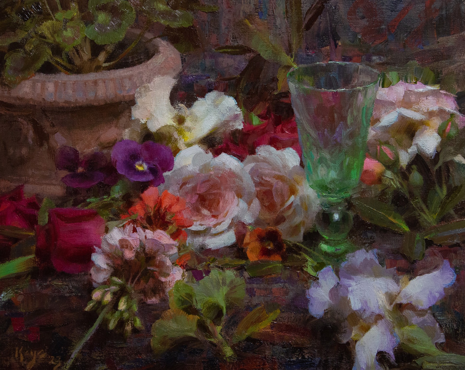 Green Glass with Summer Flowers by Daniel Keys