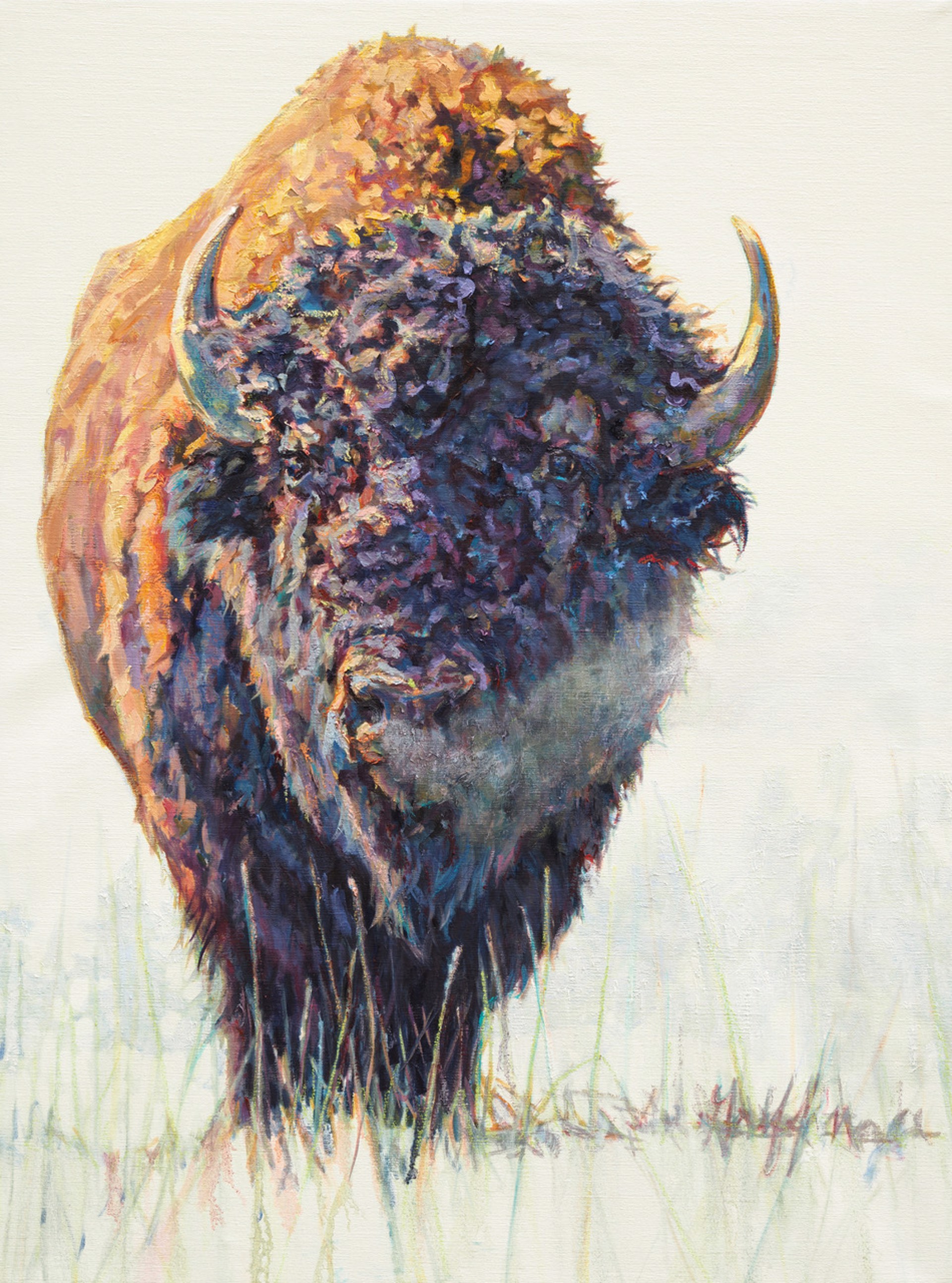 A Contemporary Oil Painting Of A Bull Bison Walking By Patricia Griffin Available At Gallery Wild