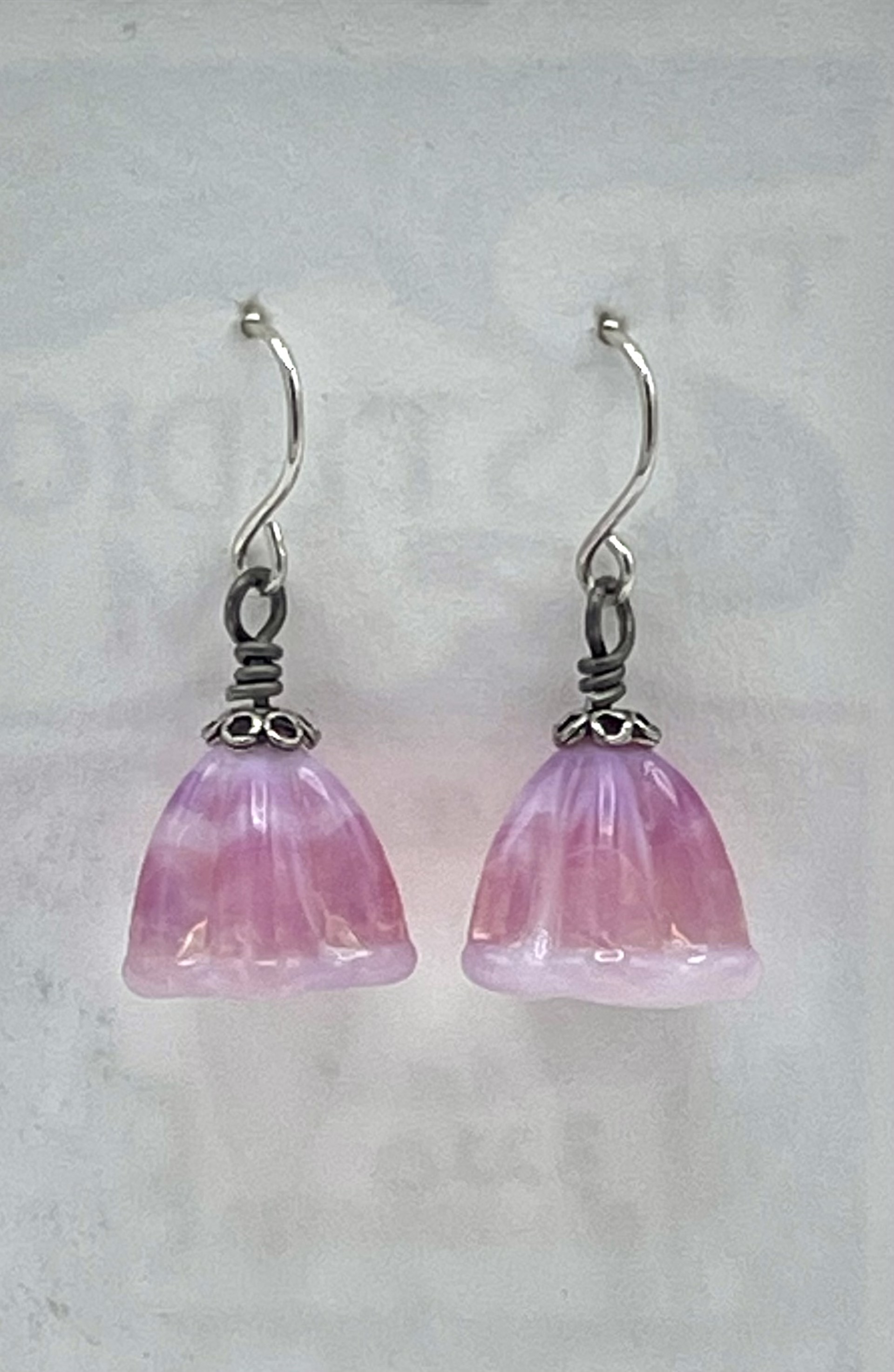 Pink Bell Flower Earrings by Emelie Hebert