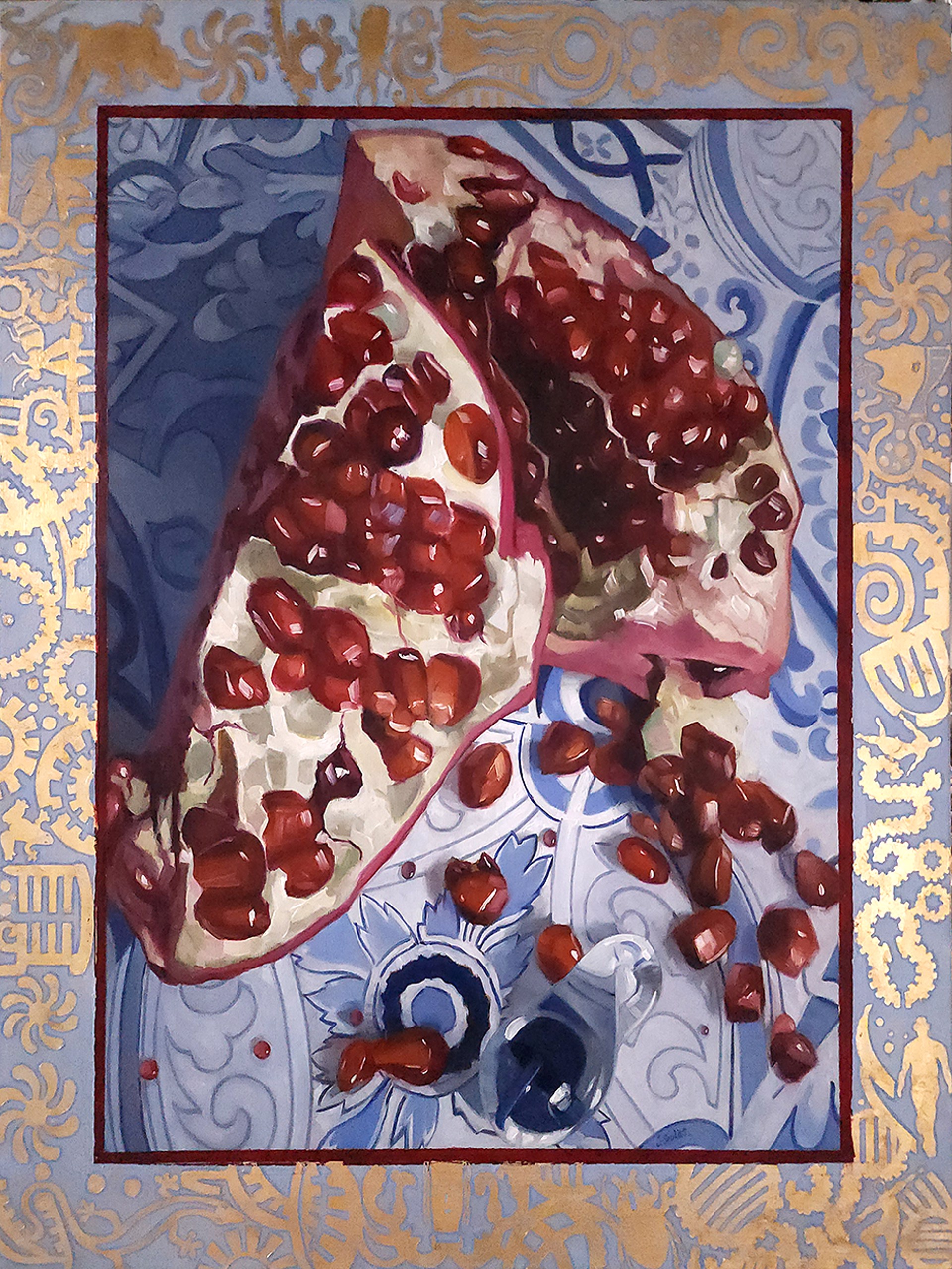 Pomegranate on a Blue Cloth by Jacques Soulas