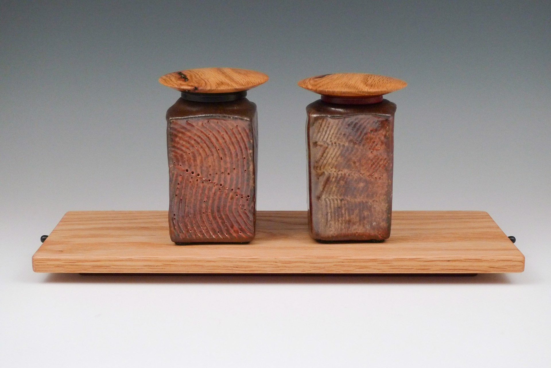 Tea Brick Pair with Winged Lid by Reid Schoonover