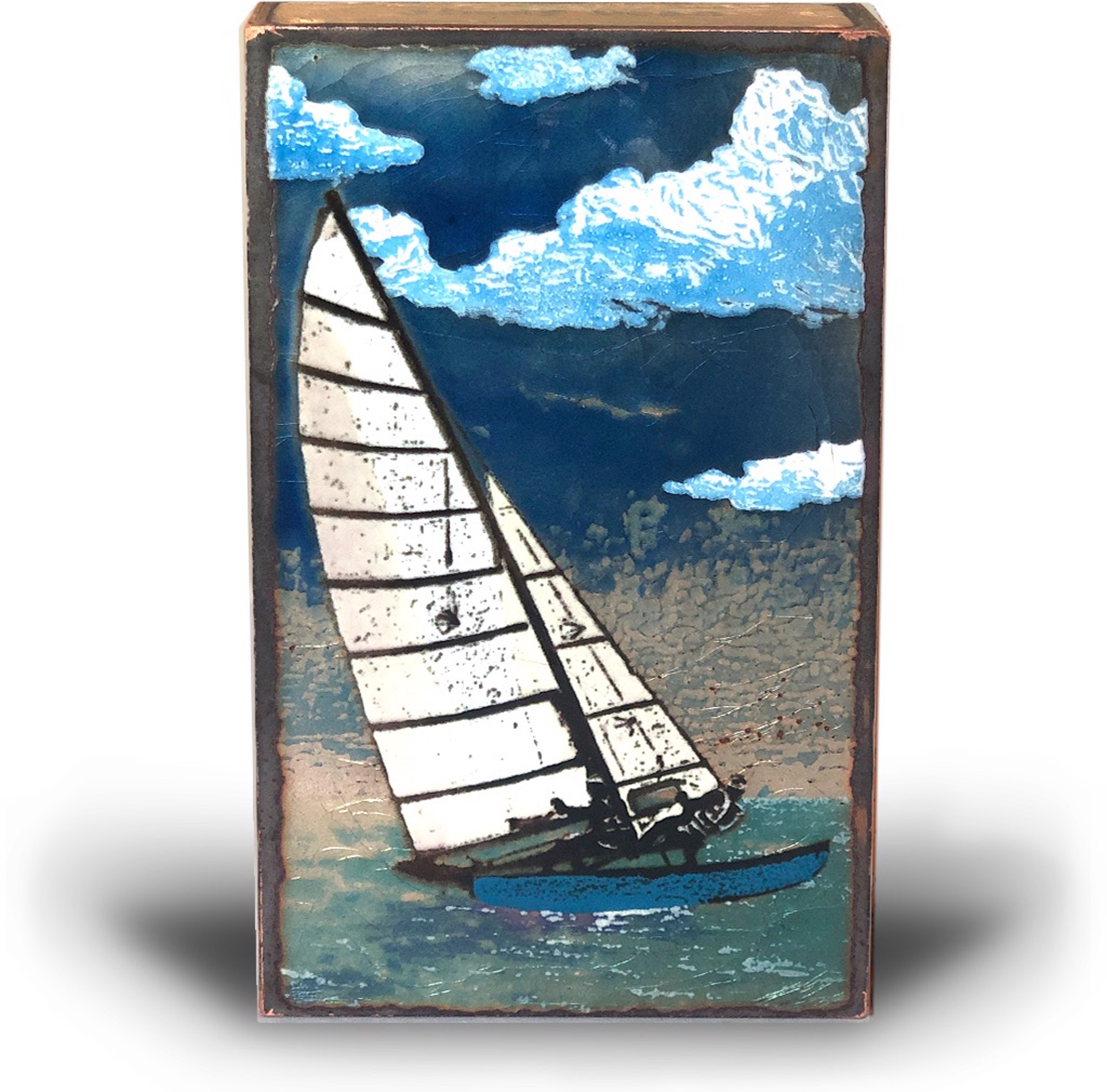 Hand Made Glass Fired To Copper By Houston Llew Featuring Sailboat And Meaningful Quote, Available At Gallery Wild