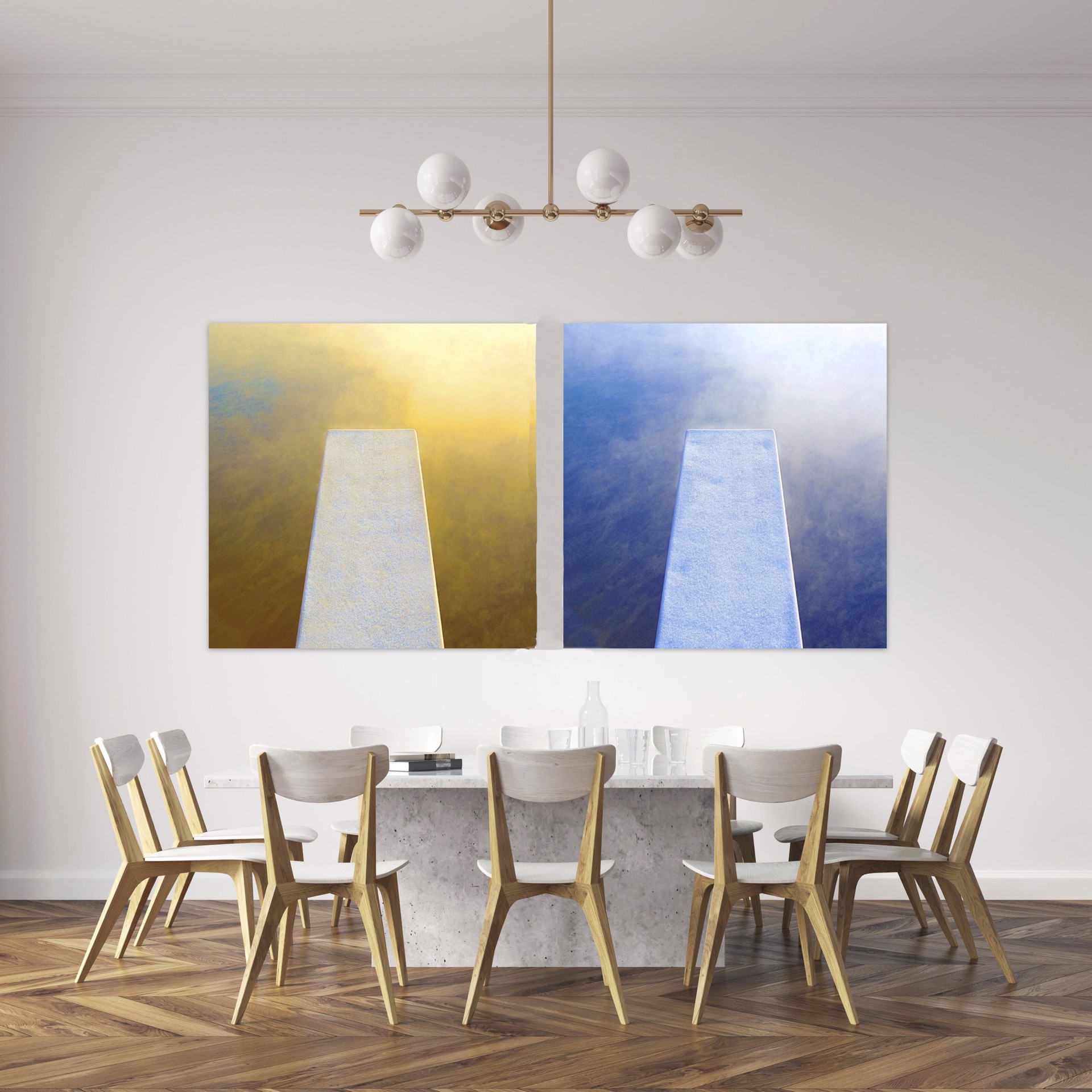 Dive into Dawn I & Dive In  Diptych (Custom Sizes and Framing Also Available) by Lynn Savarese