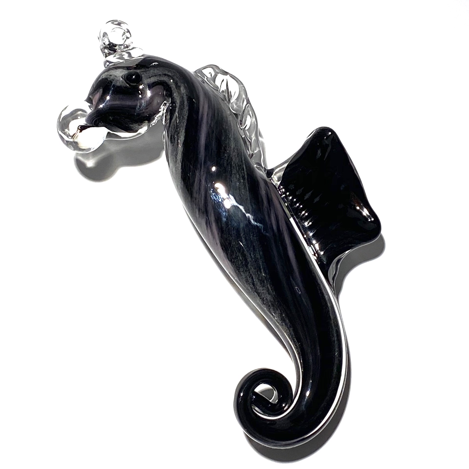 Seahorse-Black and Purple, Ornament, JG2 by John Glass
