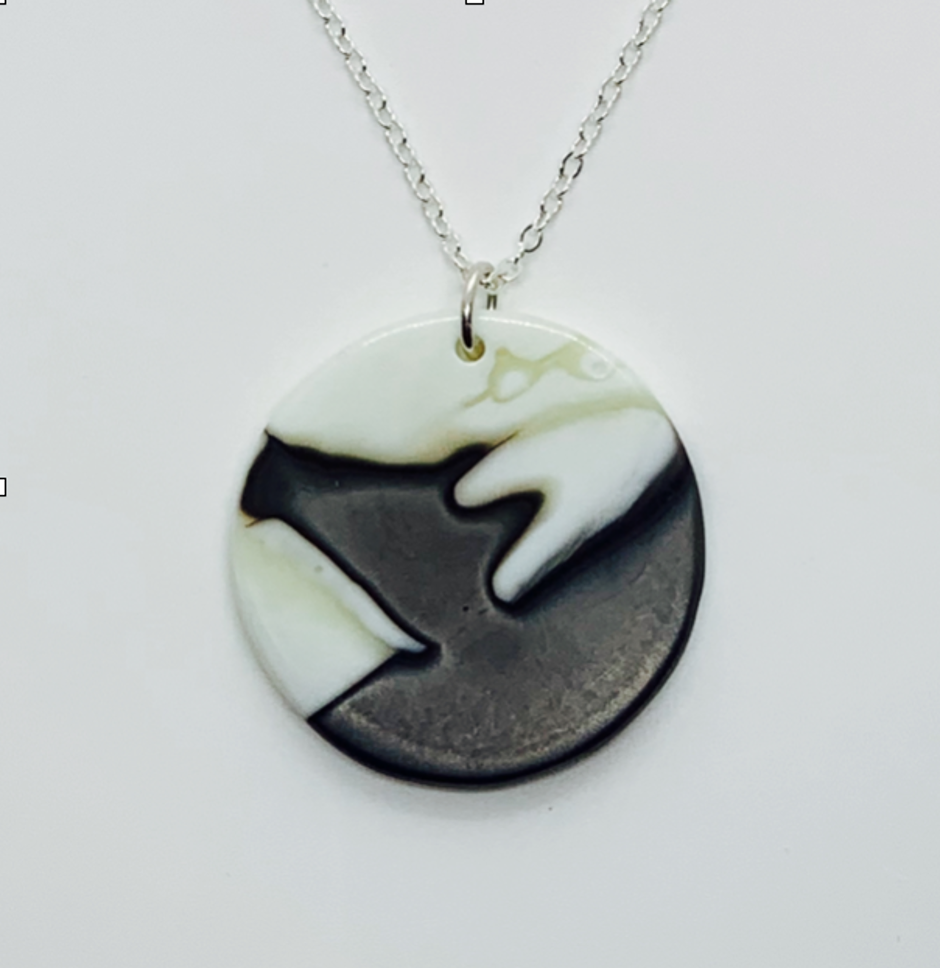 Molten Glass Necklace | Metallic Grey & Vanilla by Chris Cox