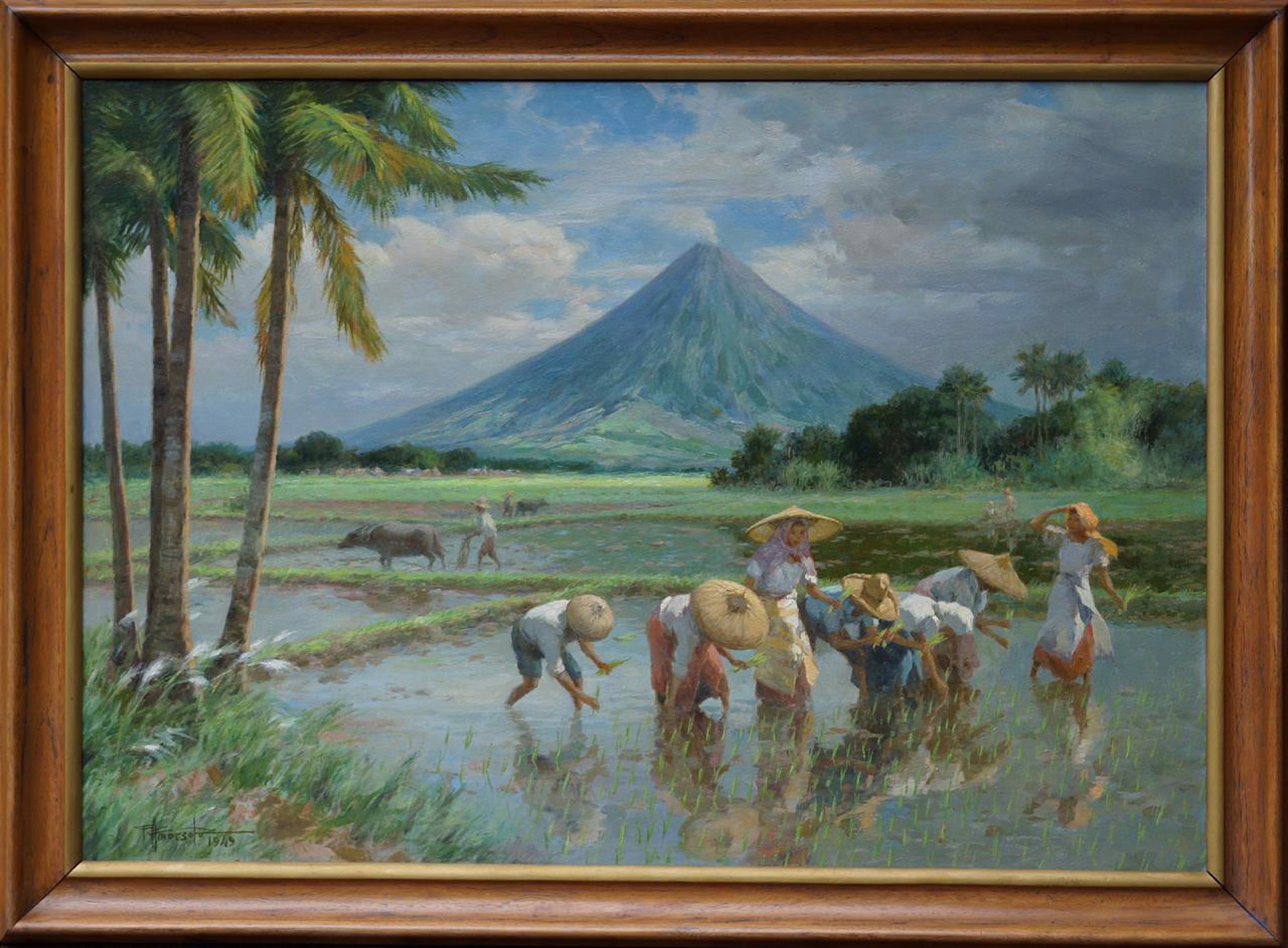 Rice Planting near Mayon Volcano by Fernando Amorsolo