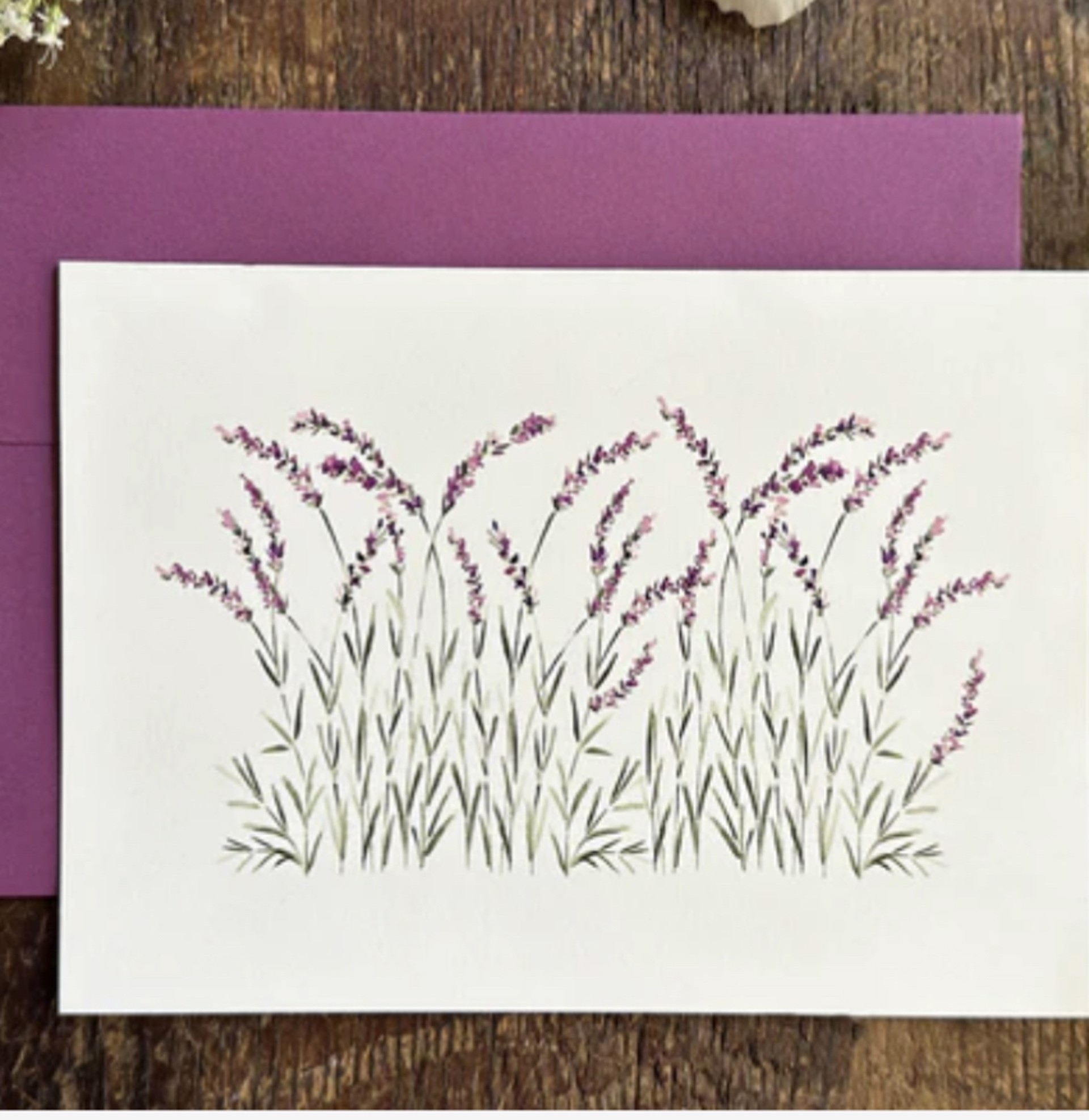 Lavender with Purple Envelope Card by Lucia Duque