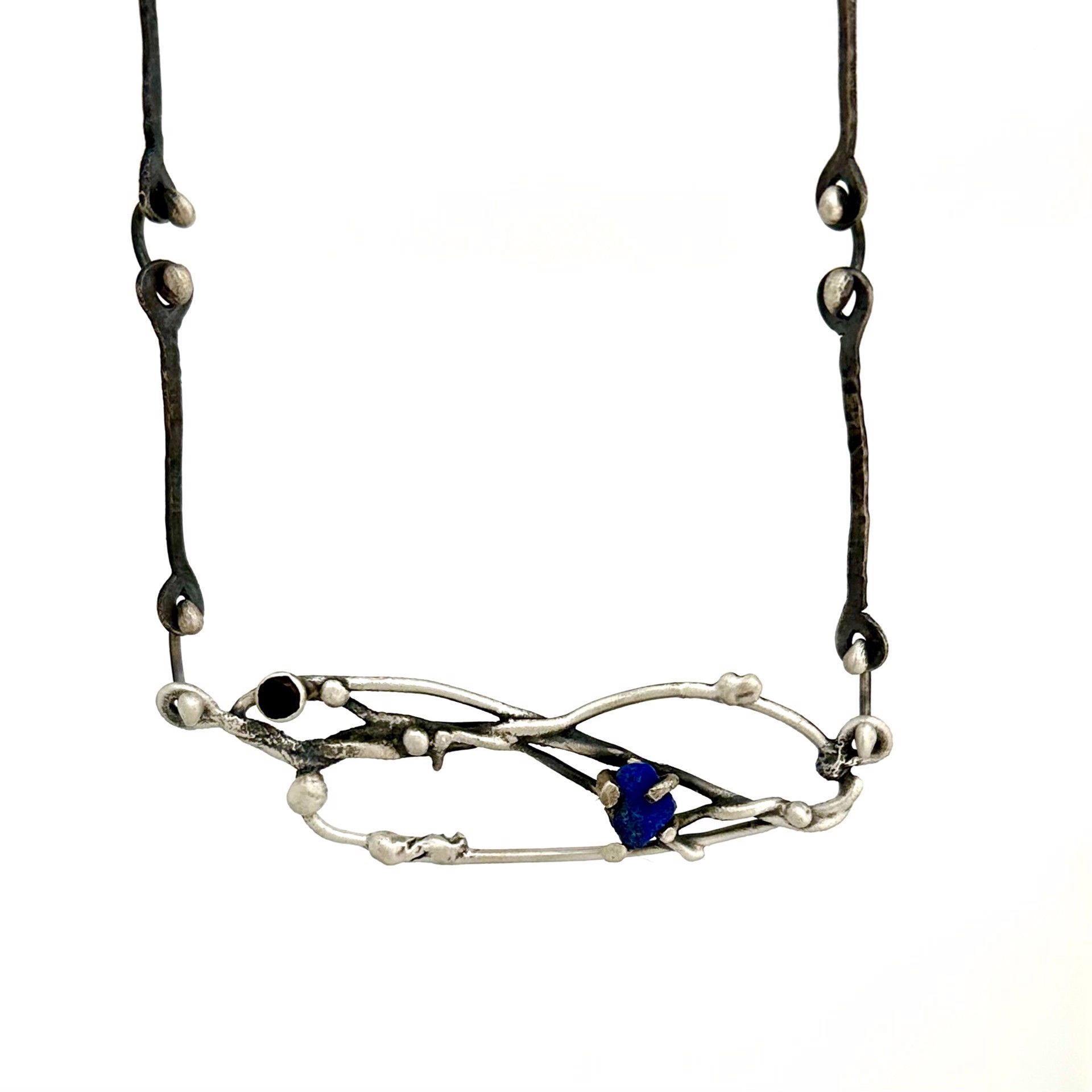 Ruby and Lapis Nest Necklace by Lori Swartz