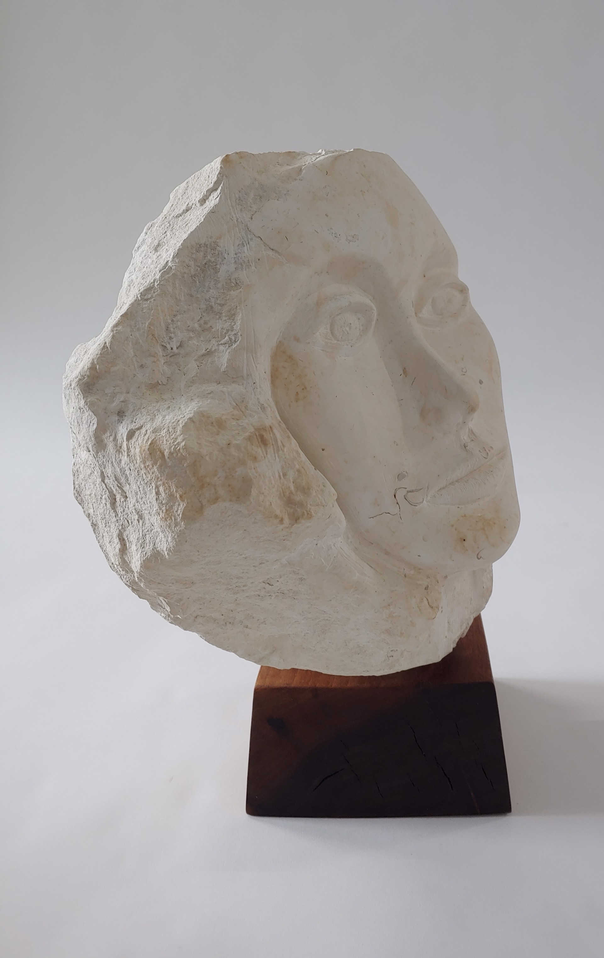 Stone Woman's Face w/ Stand #2 - Stone Sculpture by David Amdur