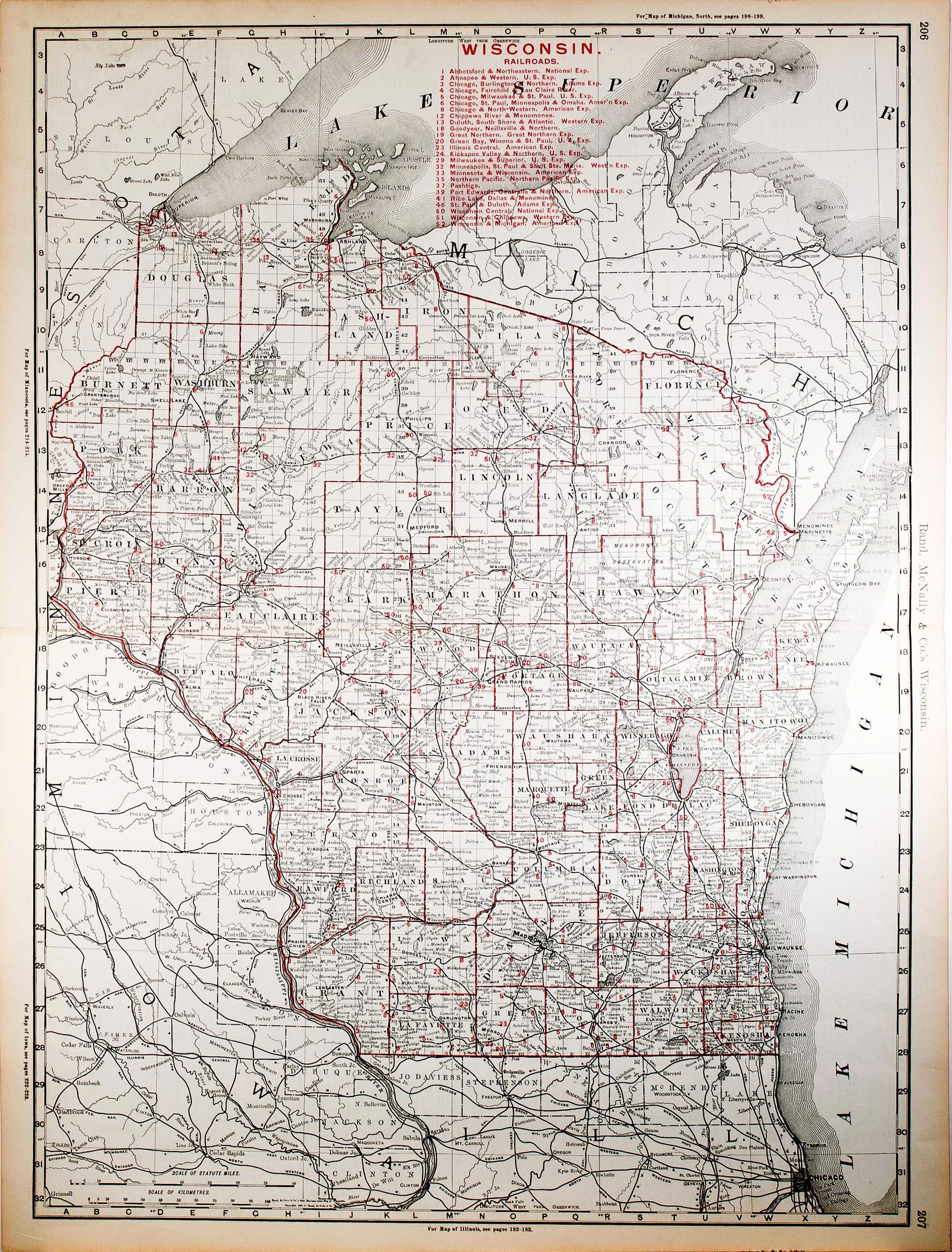 Map of Wisconsin Railroads by Unknown