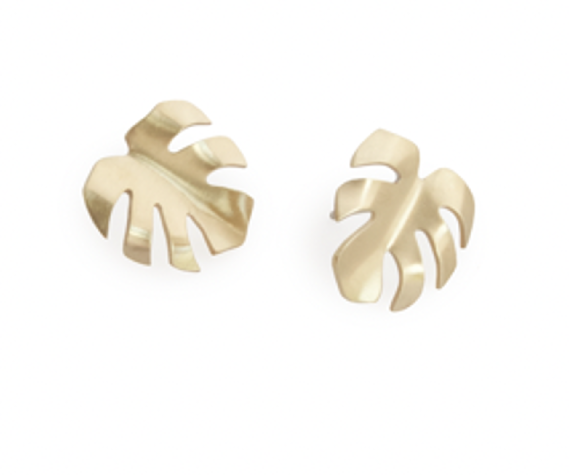 Small Monstera Studs Brass by Audrey Laine