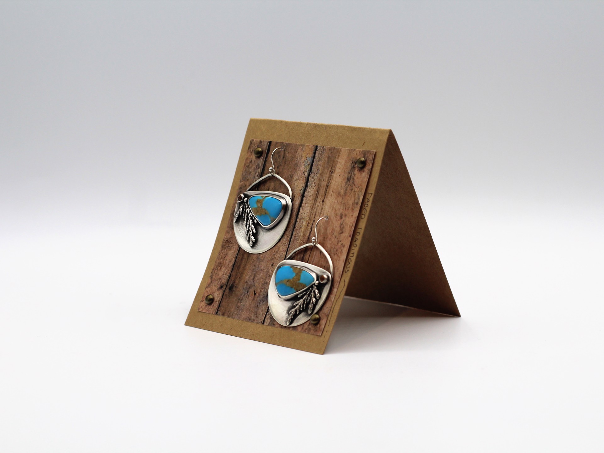 Sonoran Gem Turquoise Shield Earrings with Cast Cedar and Citrine by Ashley Hanna