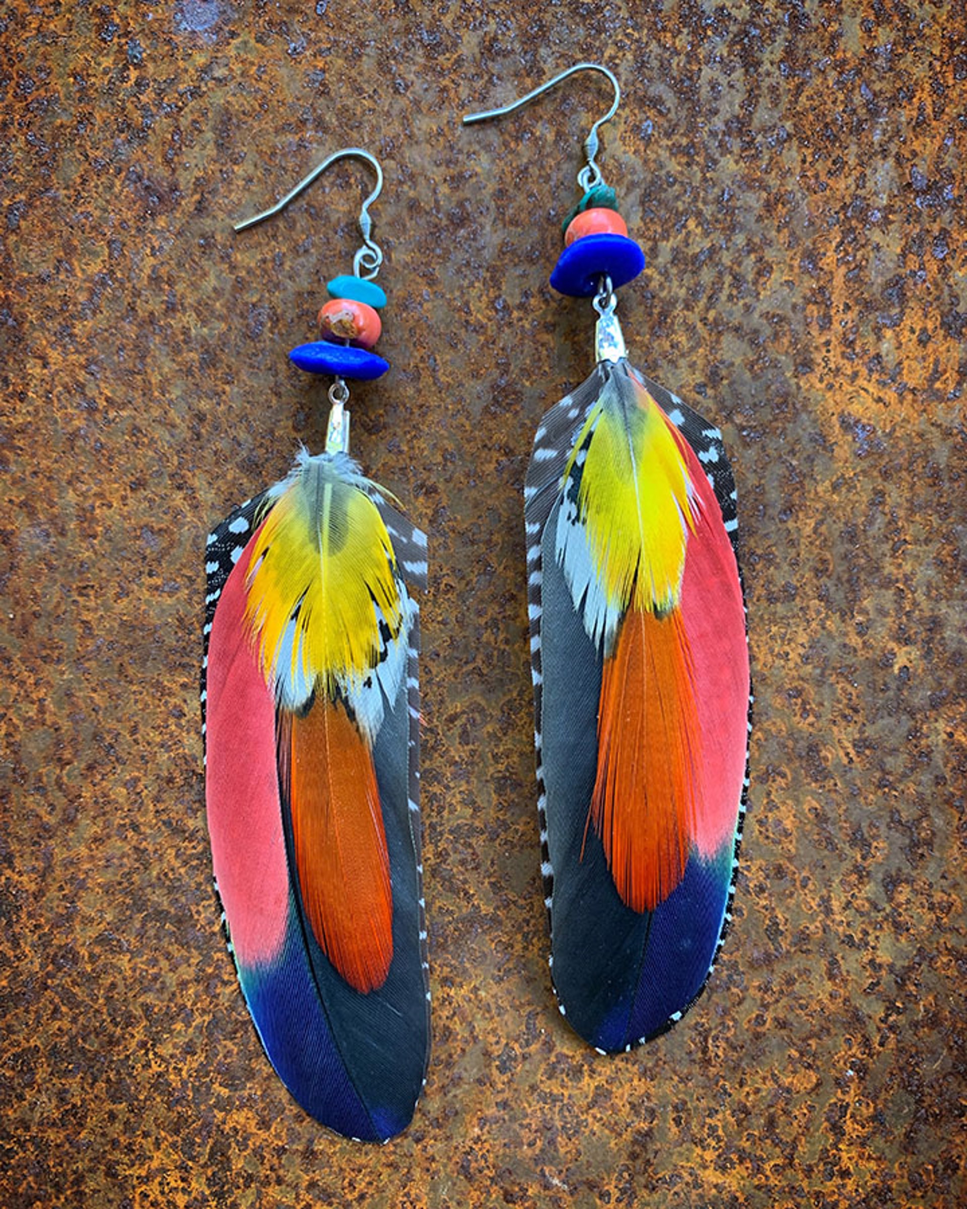 K657 Salmon Feather Earrings by Kelly Ormsby
