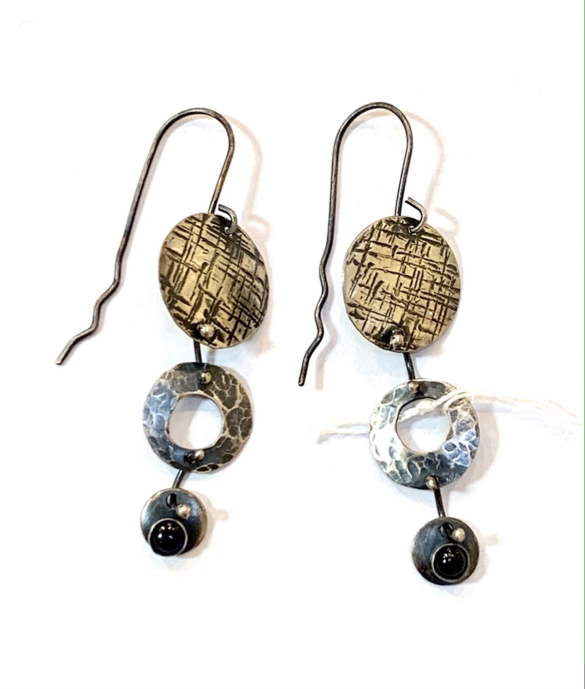 Earrings - Sterling Silver and Onyx (AC217) by Annette Campbell
