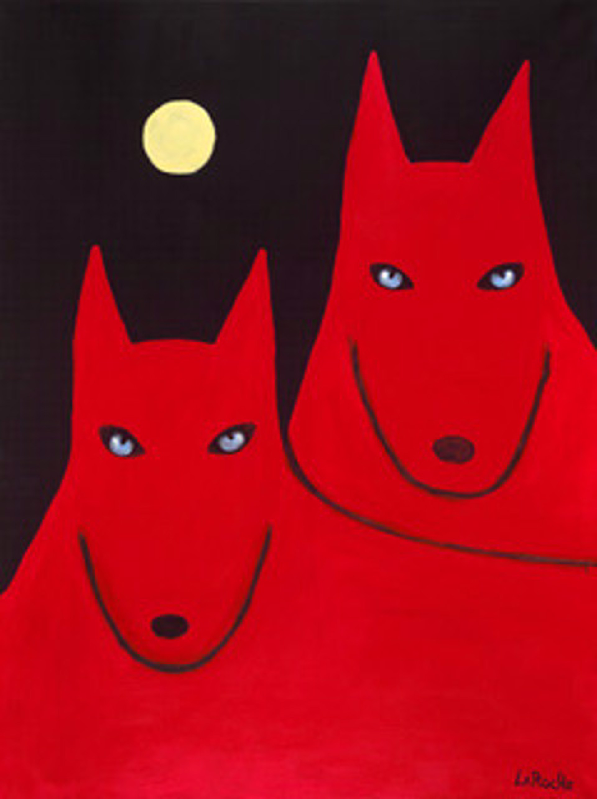 Red Soulmates by Moonlight, Giclee Print on Canvas 48x36in $3950