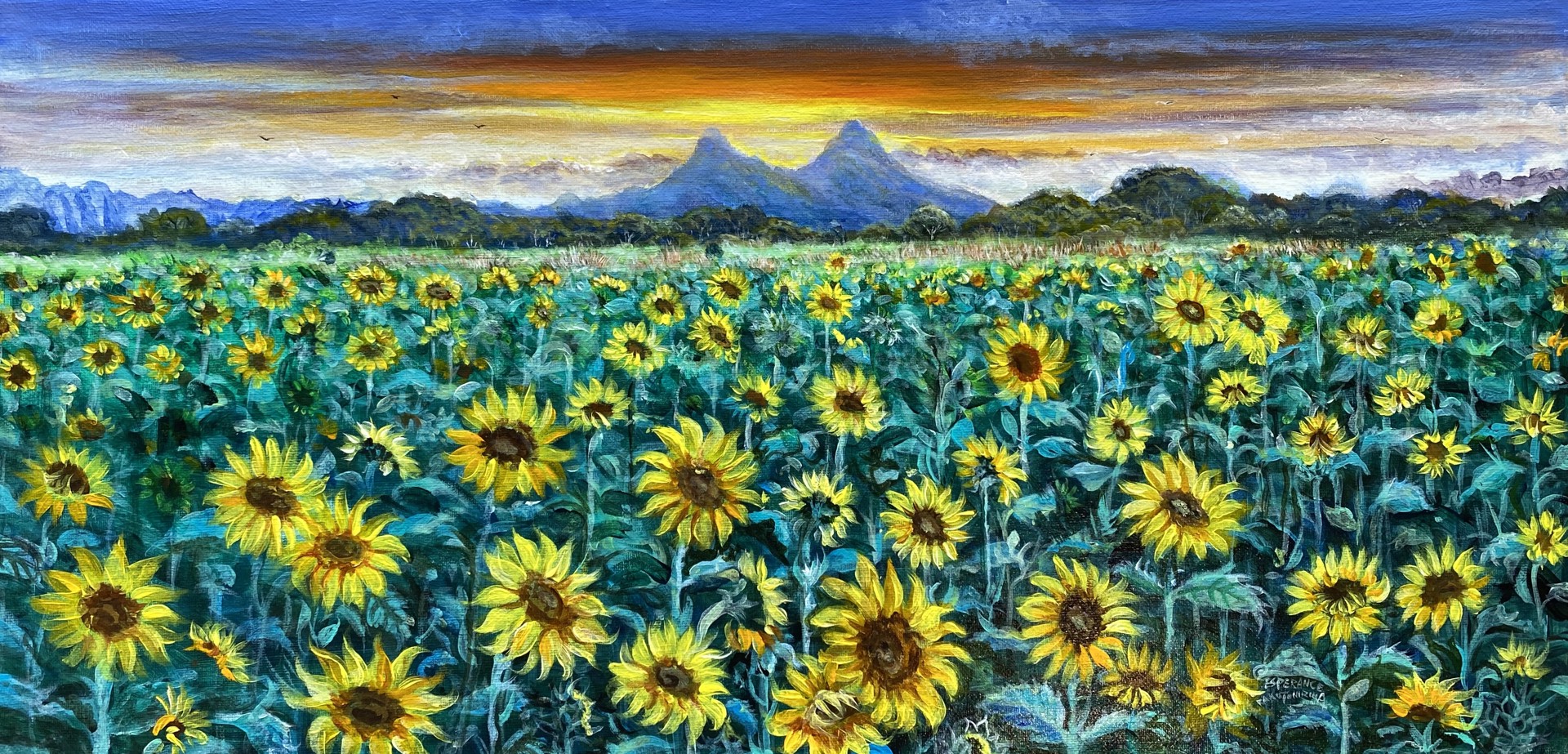 Waimānalo Sunflowers by Esperance Rakotonirina