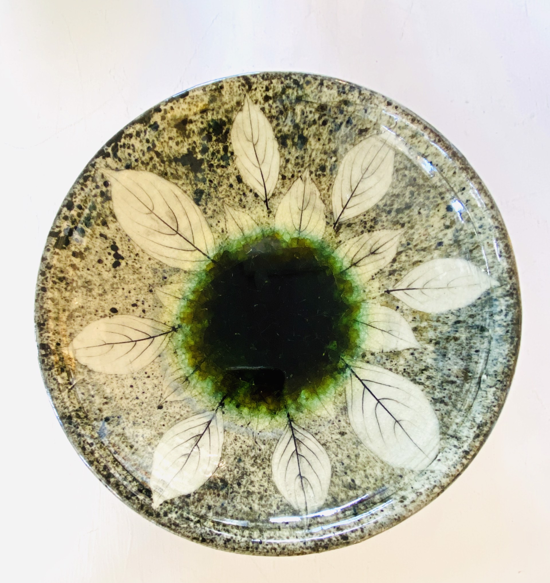 "Pool" leaf bowl with glass cystals #3 by Angel Allen