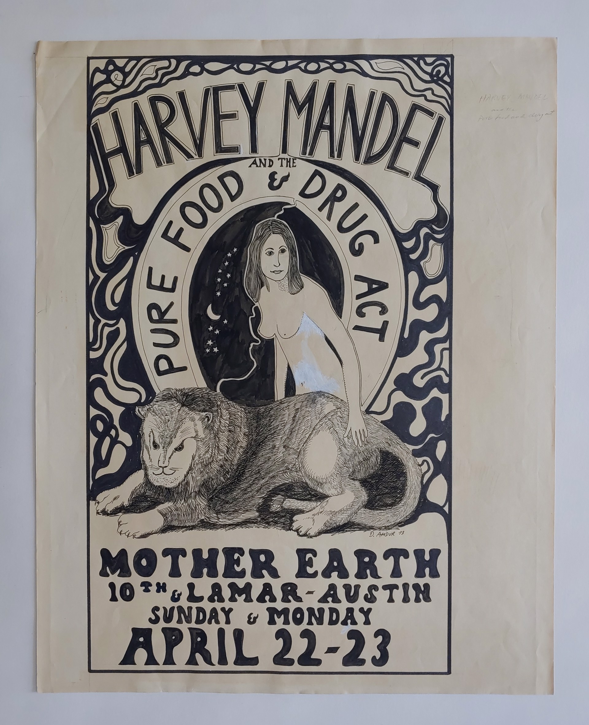 Harvey Mandel and the Pure Food & Drug Act - Original Drawing for Poster by David Amdur