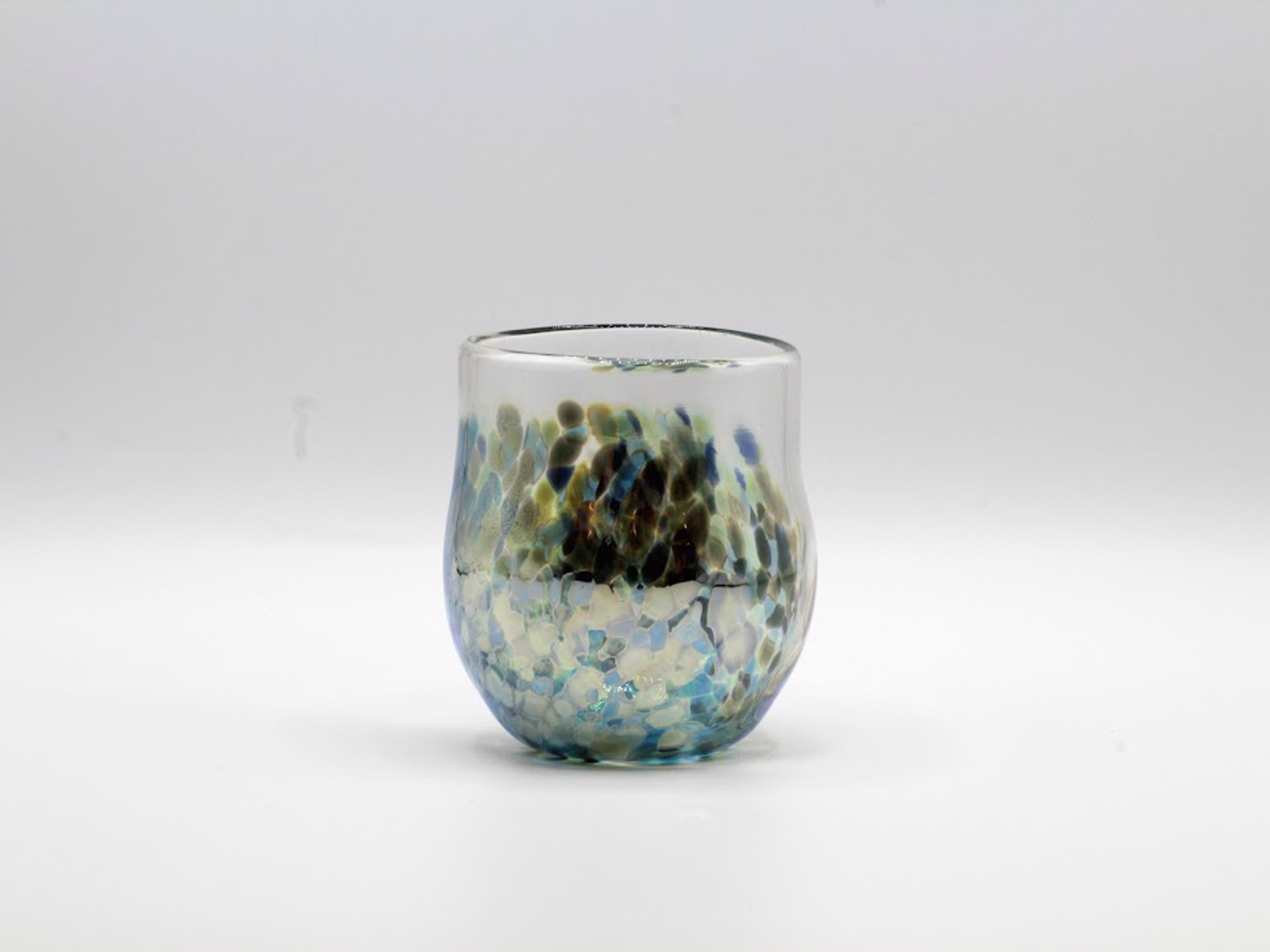 Round Bottom Hand Blown Glass Cup - Blue by Katie Sisum