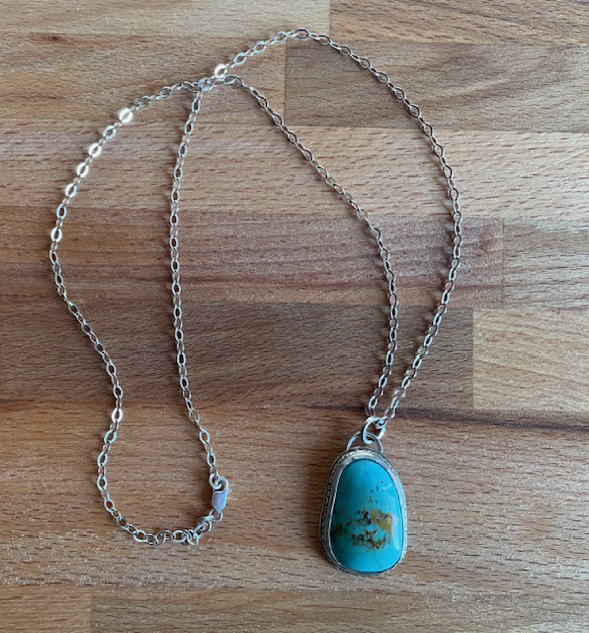 Oblong Turquoise Silver Bezel by Angie Holmberg