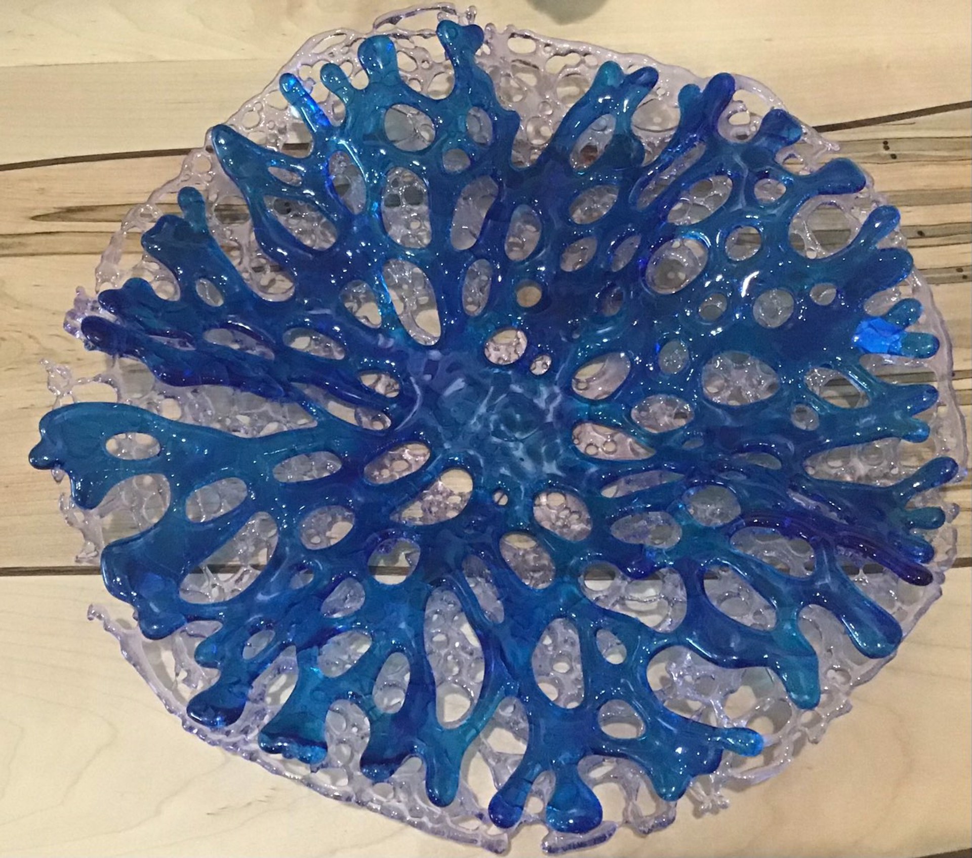 Blue Coral Bowl w/ glass lace by Marian Pyron