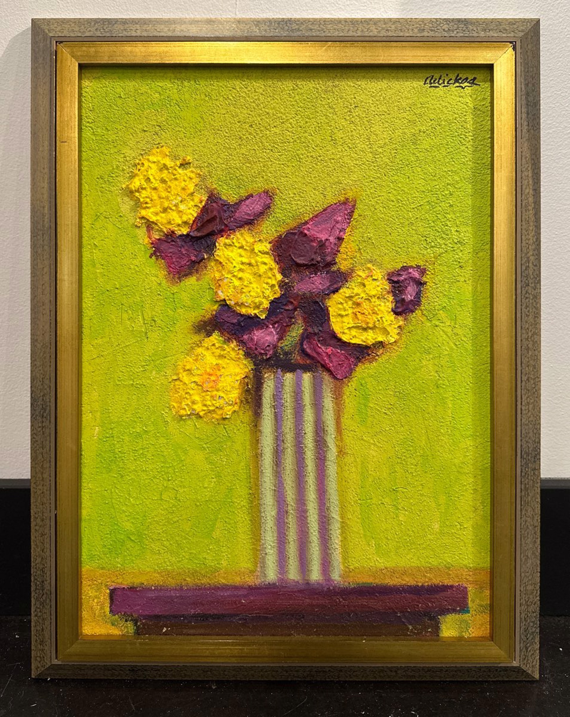 Yellow Flowers, Tall Vase by David Adickes