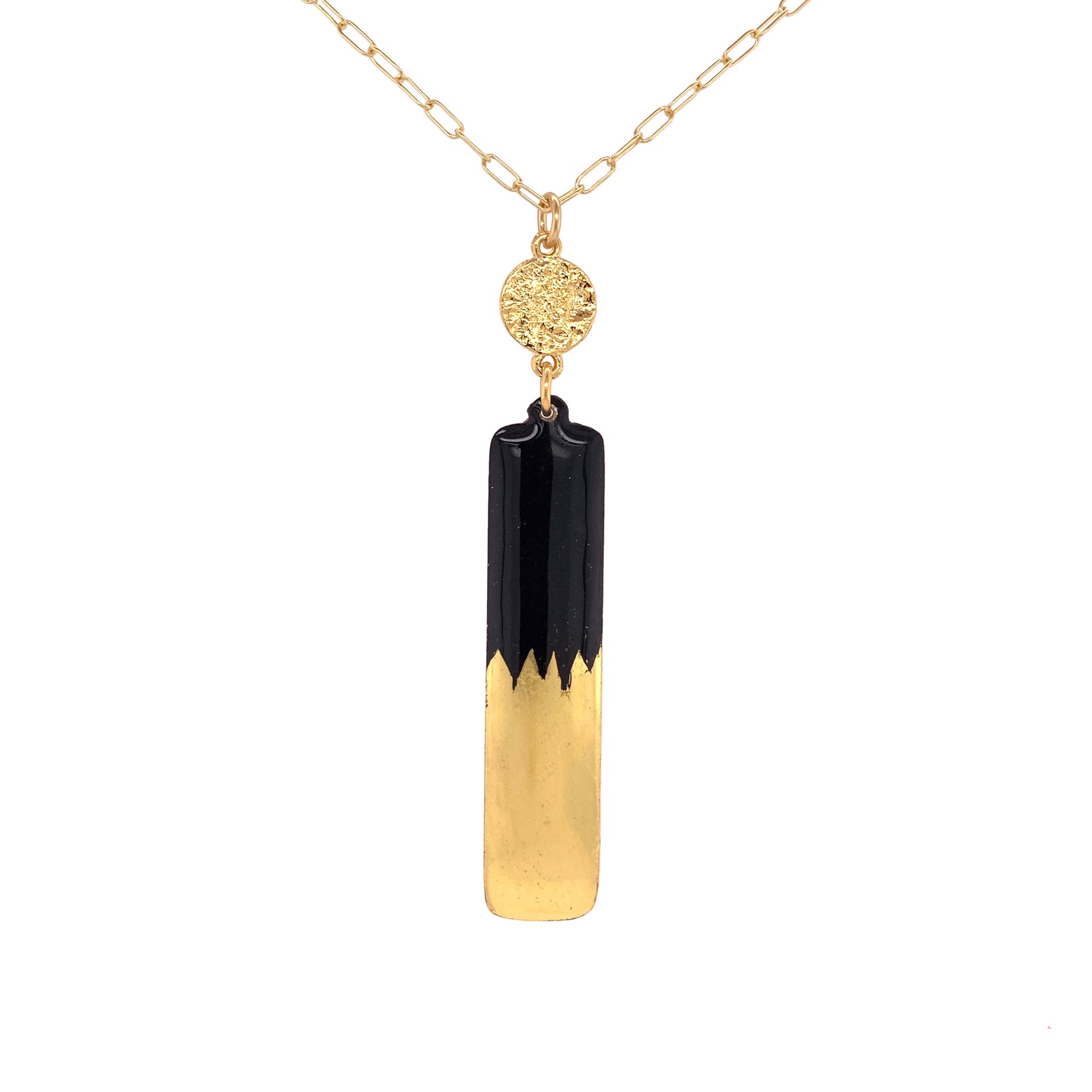 Skyline Black 24" Gold Necklace by Evocateur